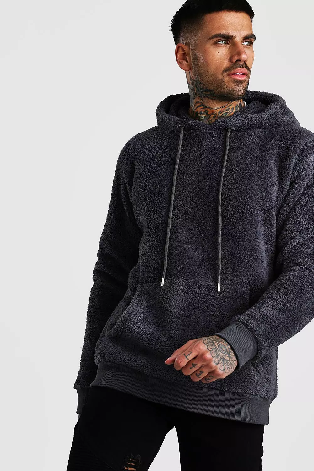 Two Tone Borg Over The Head Hoodie boohooMAN