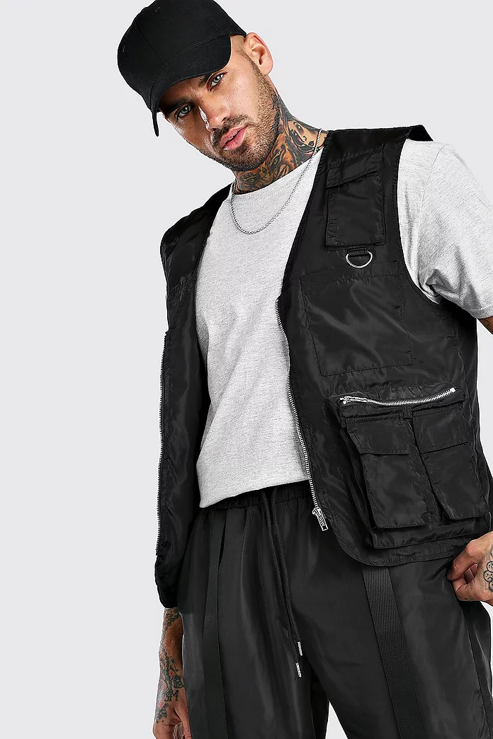 Nylon Utility Vest | boohooMAN USA Nylon Utility Vest | boohooMAN USA