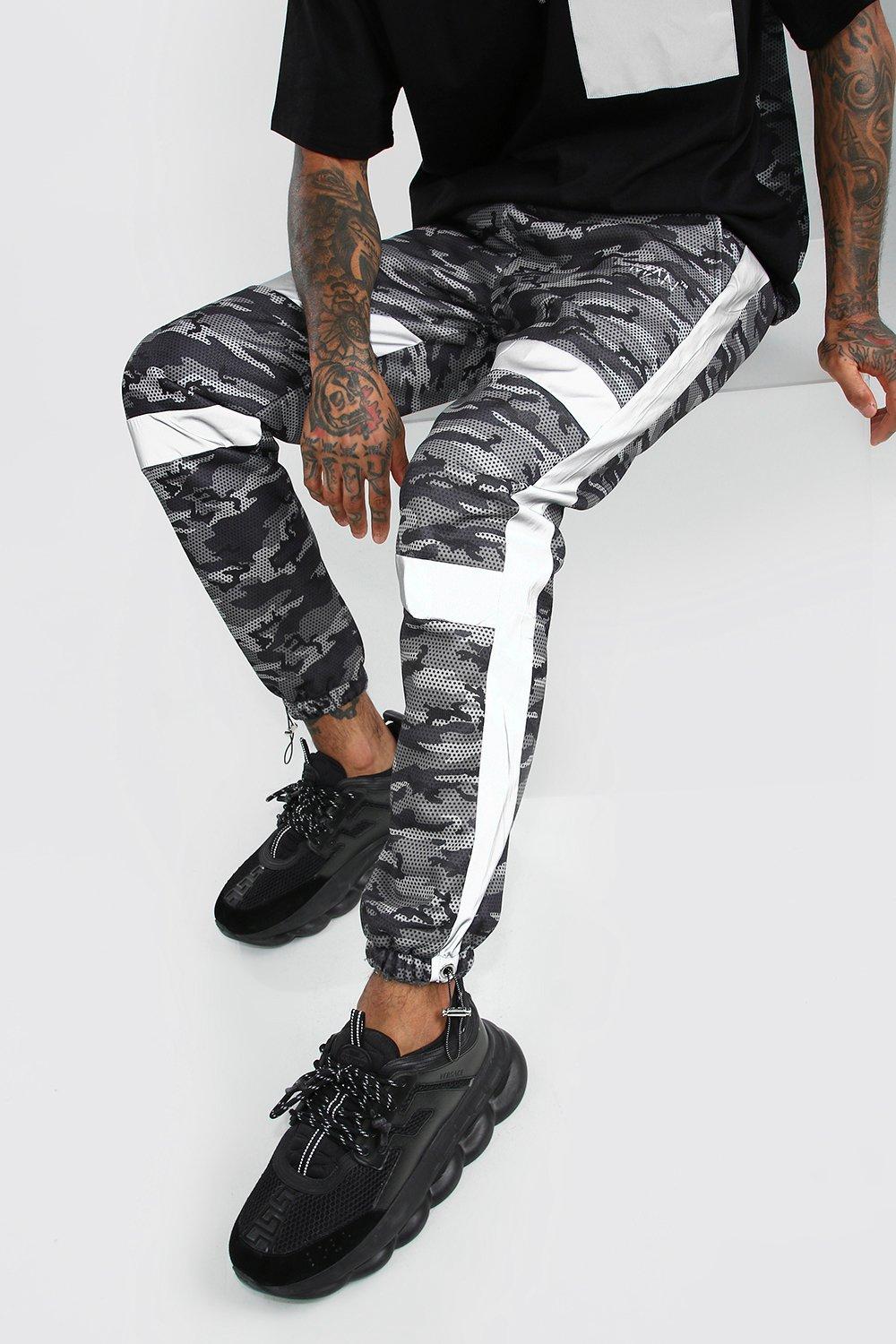 boohooman reflective joggers