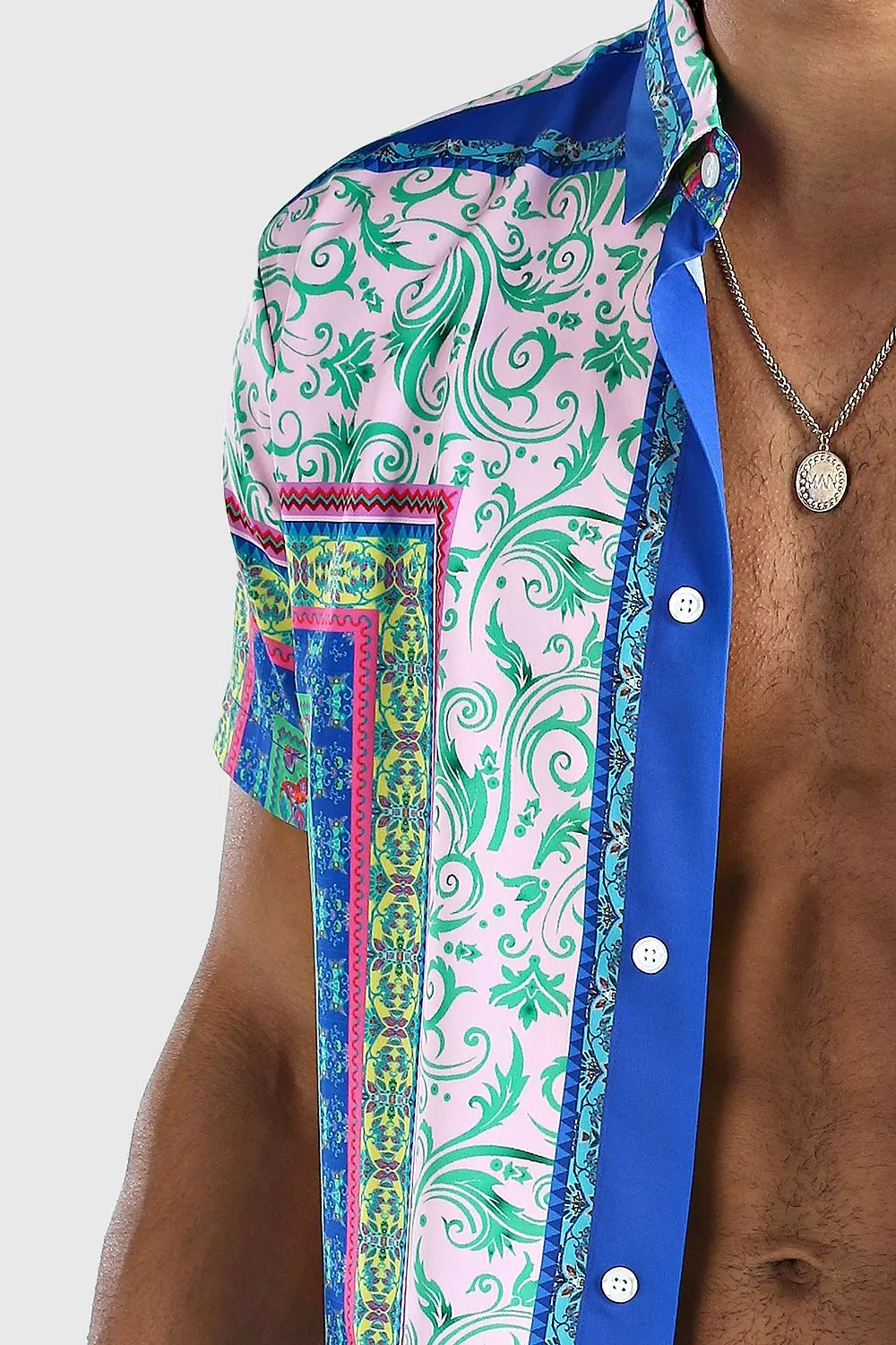 Pink Short Sleeve Bright Baroque Print Shirt alternative image