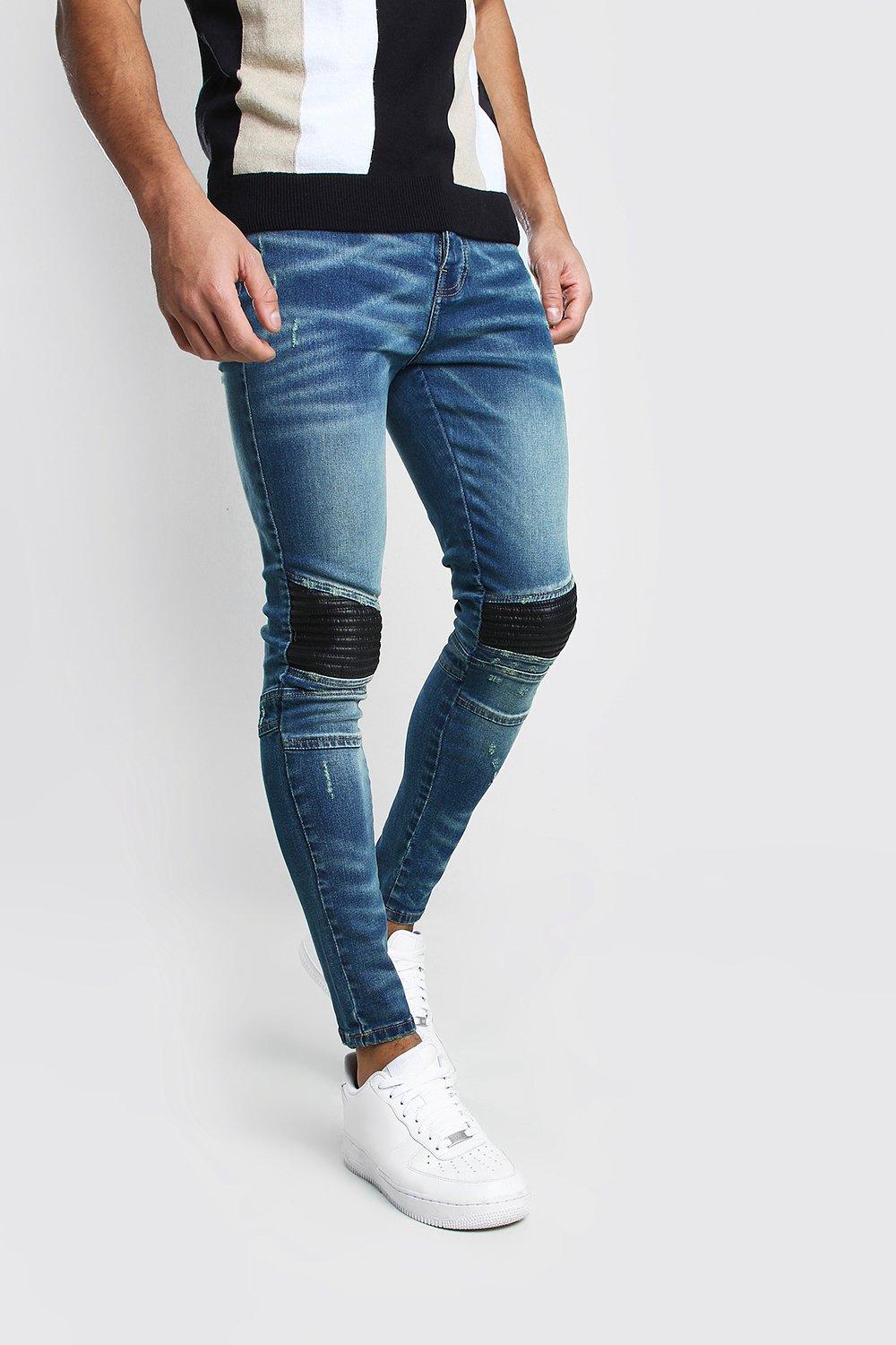 faux leather biker jeans