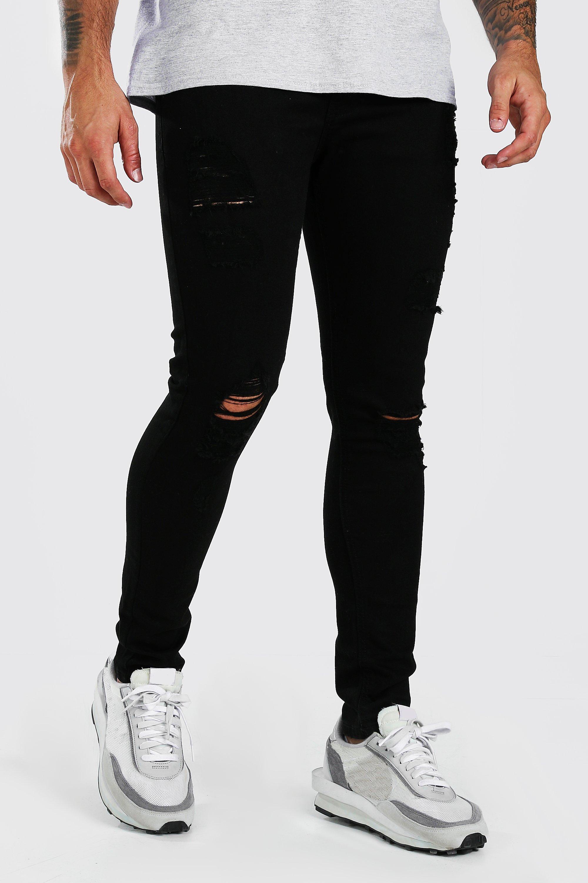 boohooman black ripped jeans