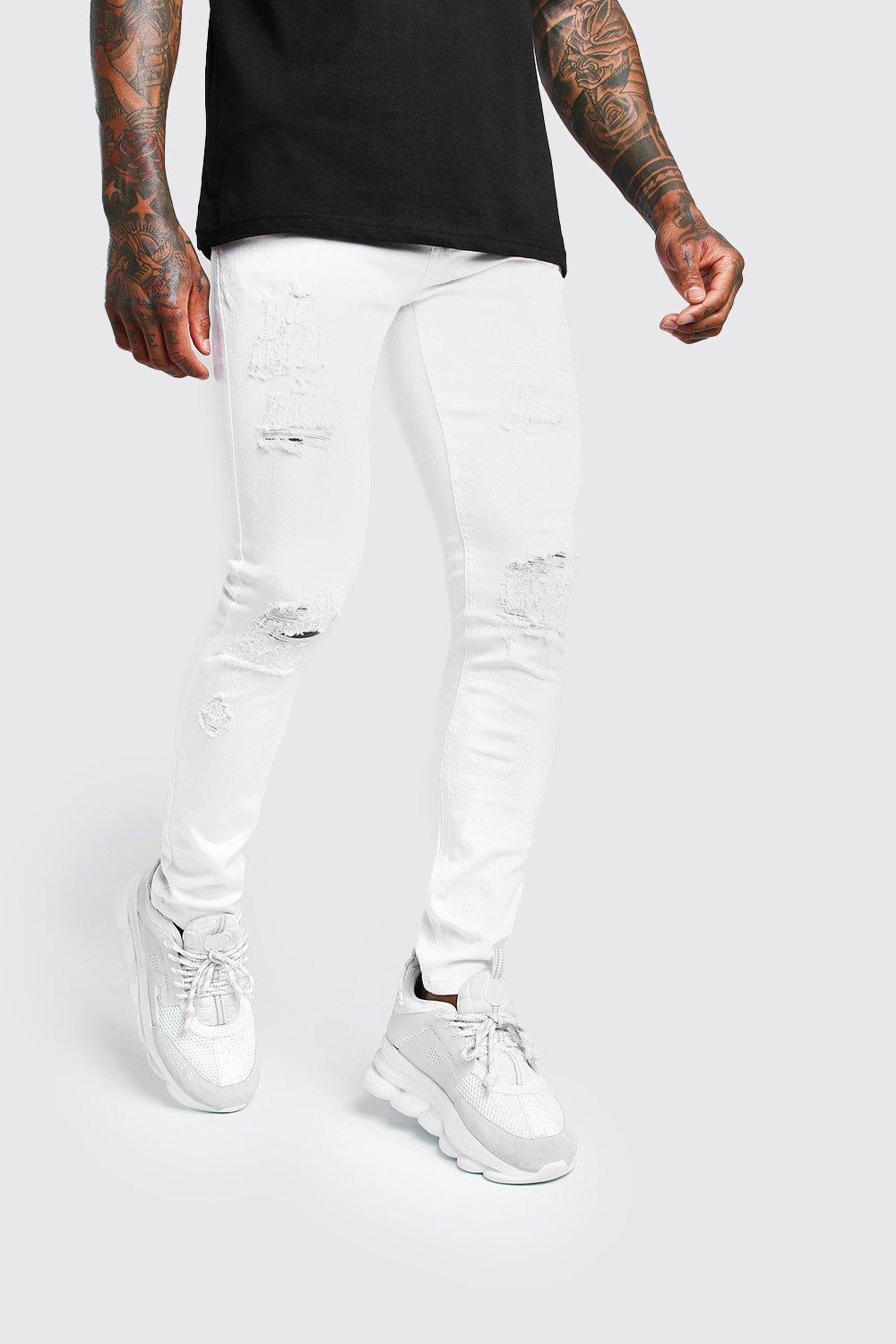 white super skinny ripped jeans