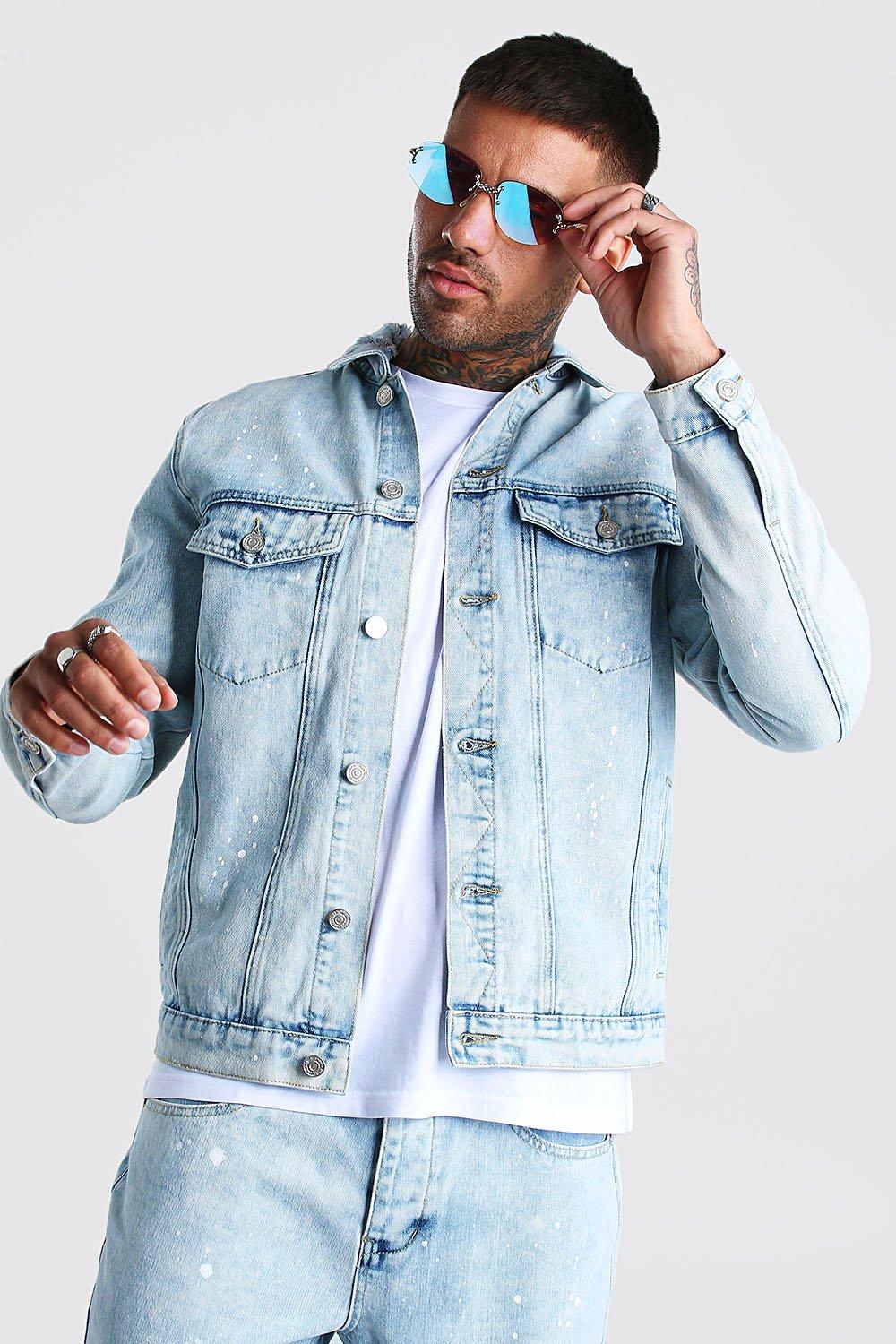boohooman paint splatter jeans