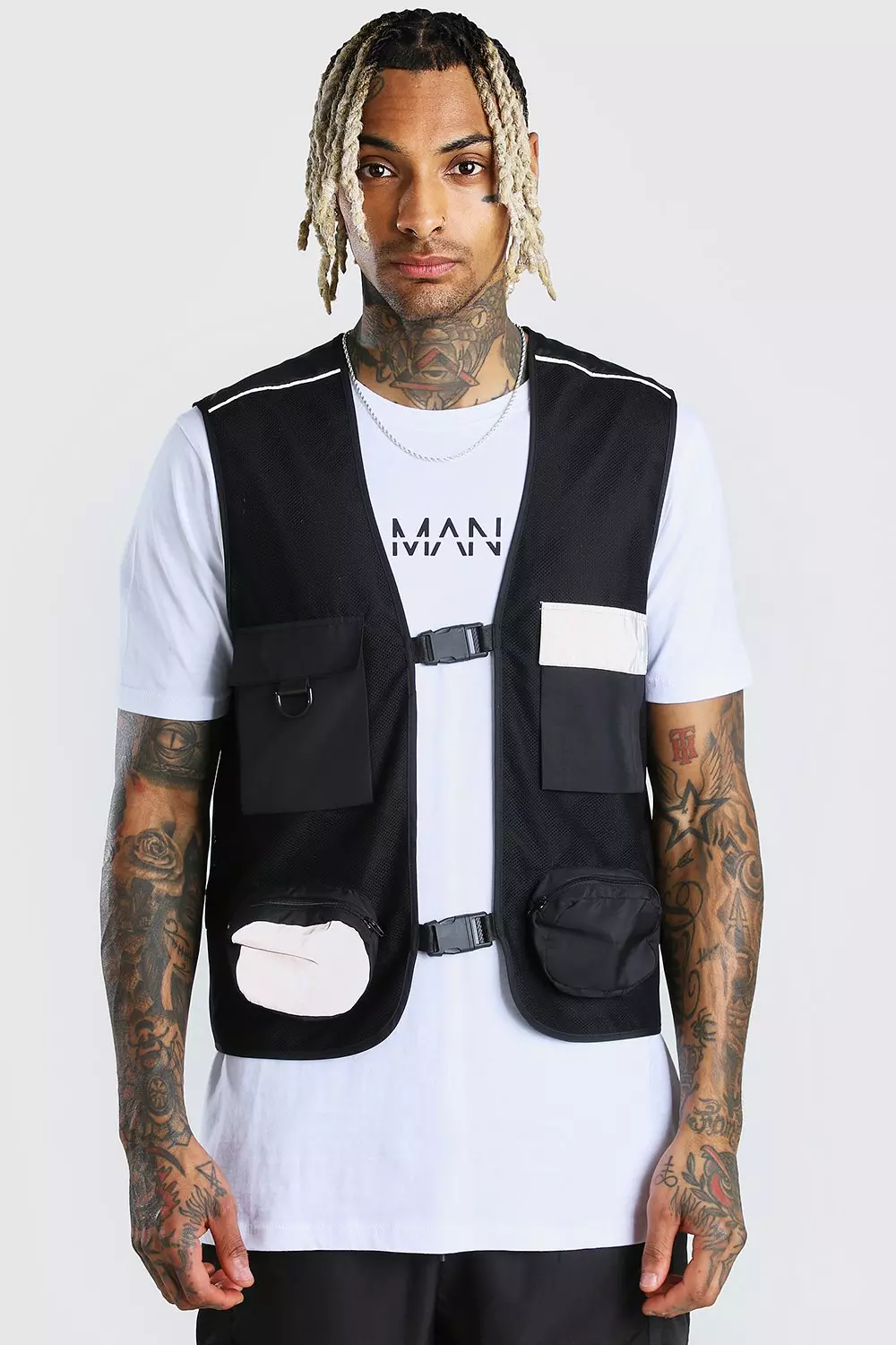 Boohooman utility fashion vest