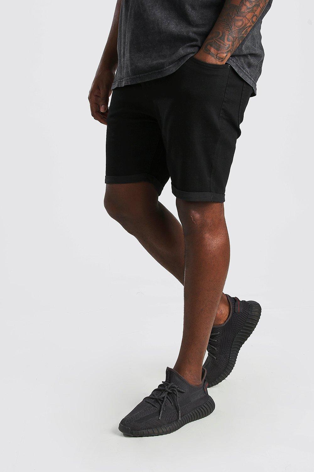 big and tall black jean shorts