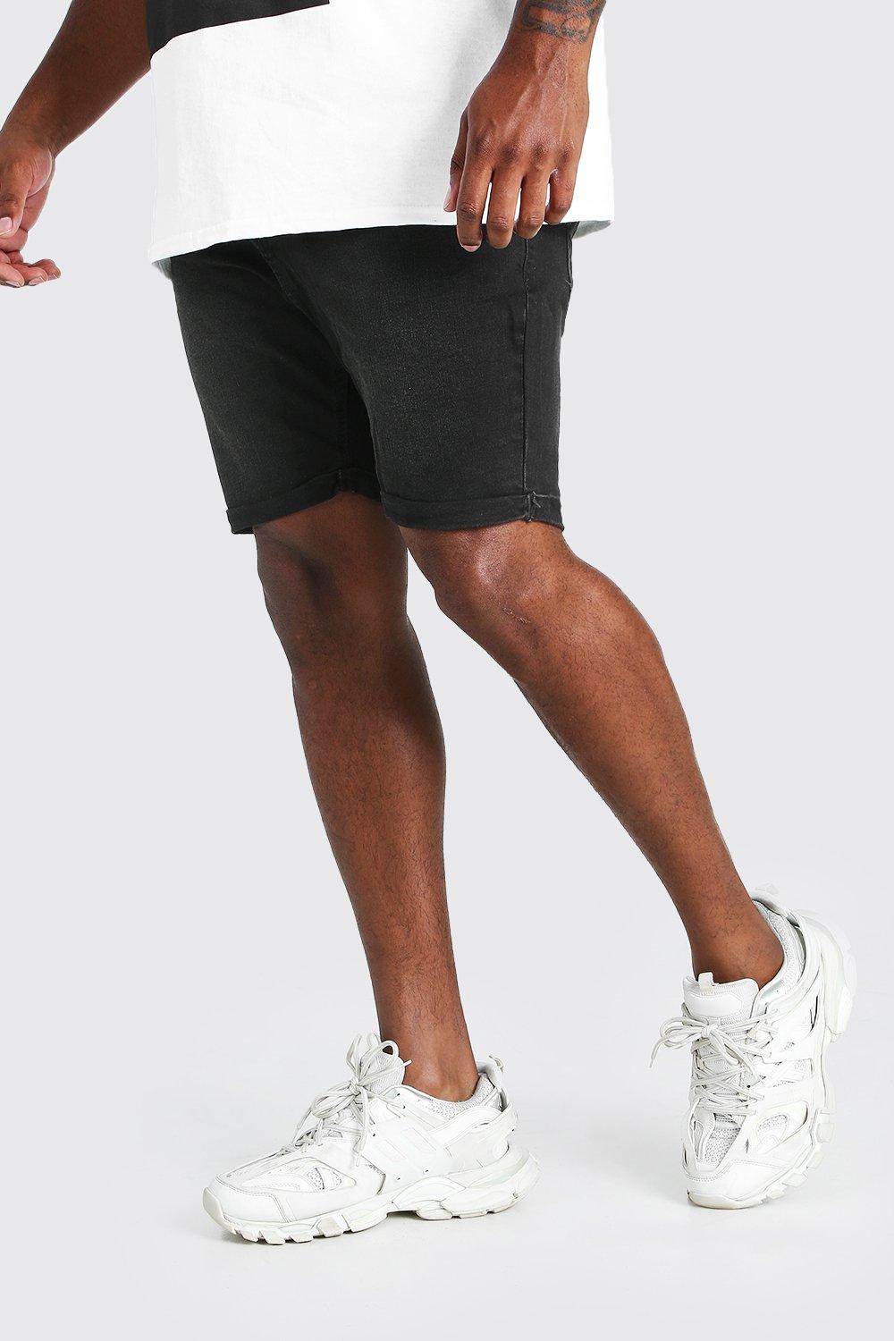 mens black skinny shorts