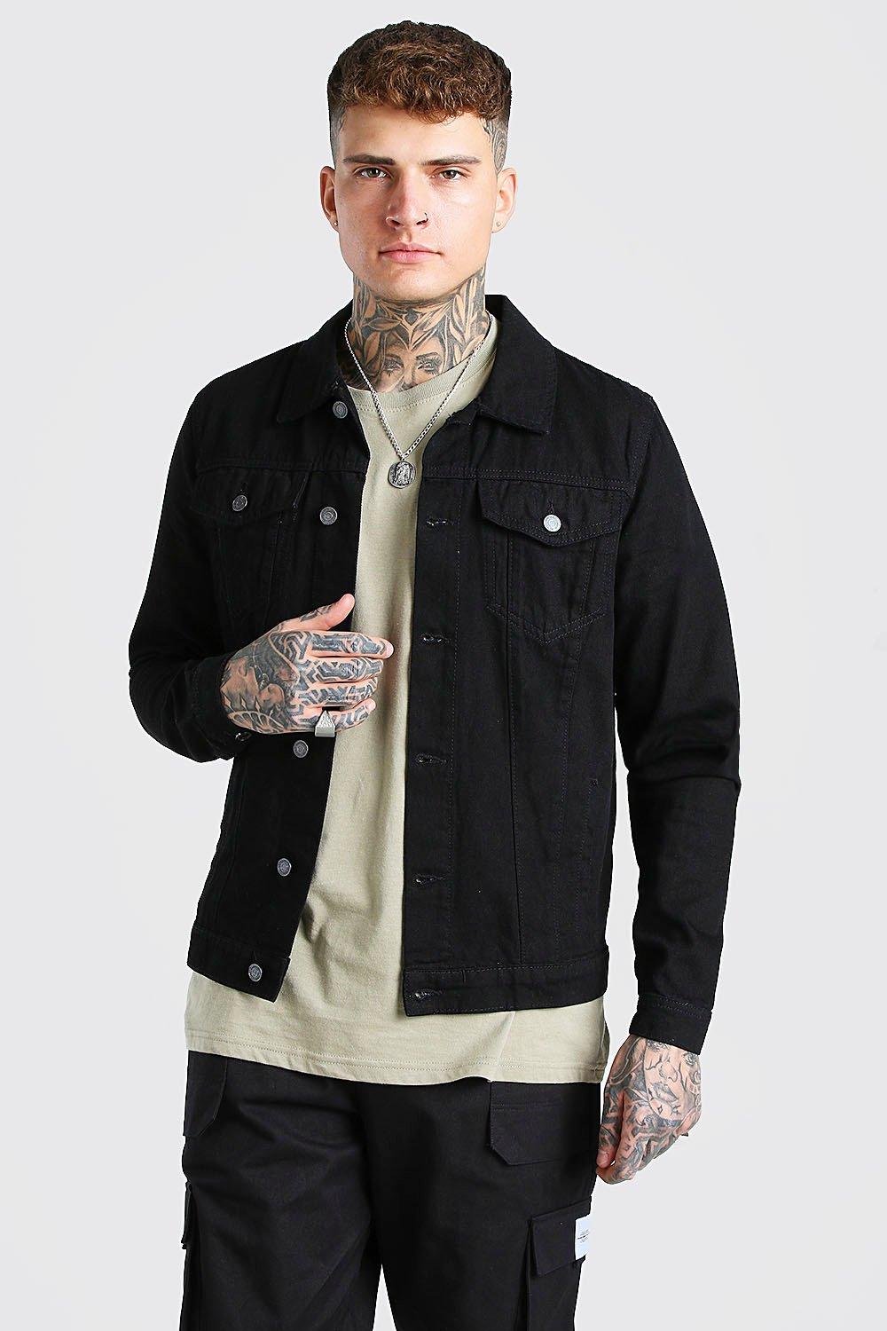 Boohooman black denim store jacket