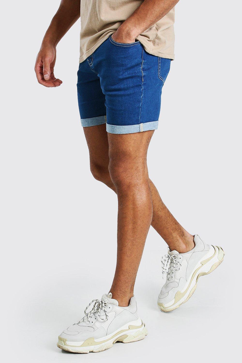 skinny stretch denim shorts mens