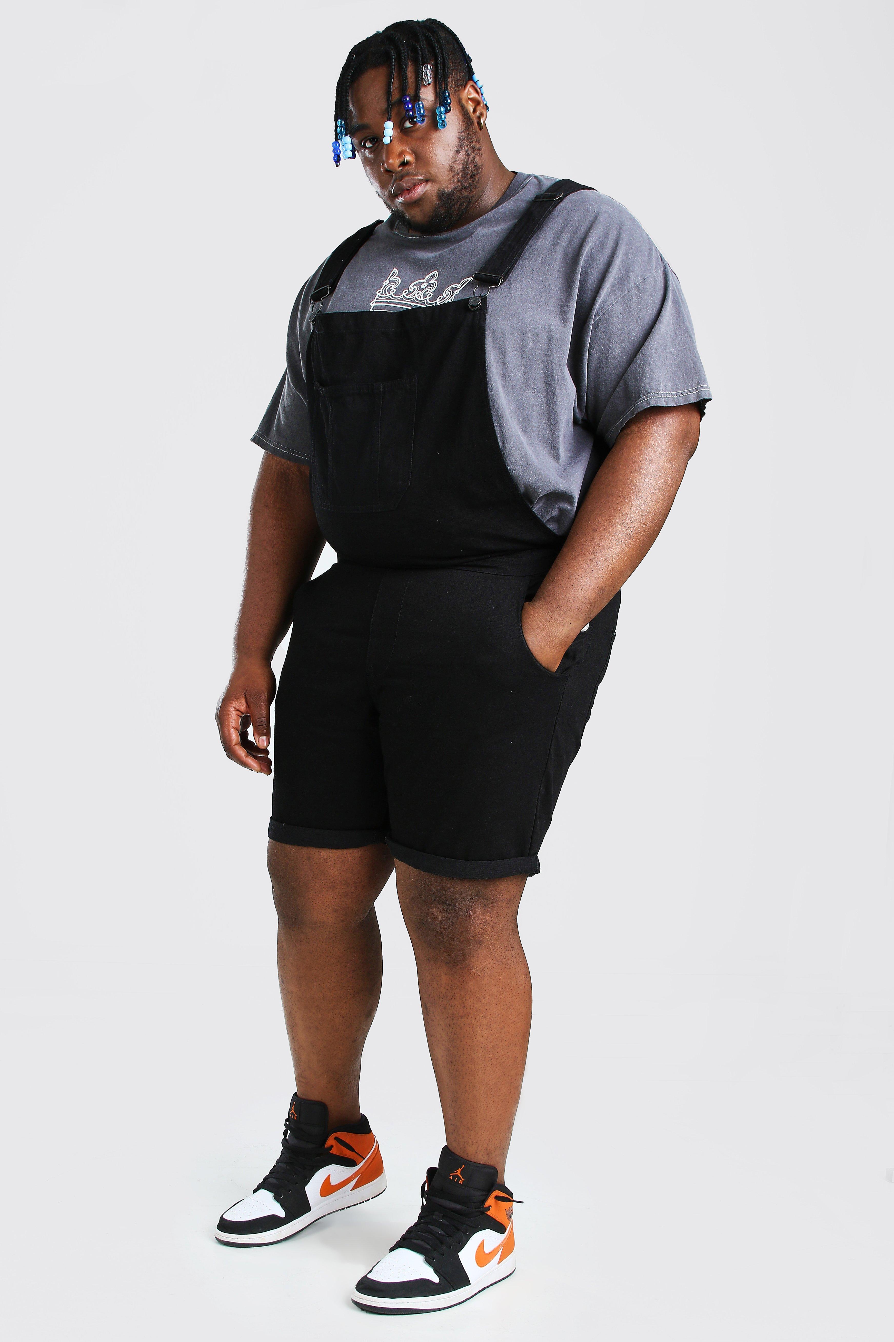 vokse op Ansigt opad embargo Plus Size Short Denim Overalls | BoohooMAN