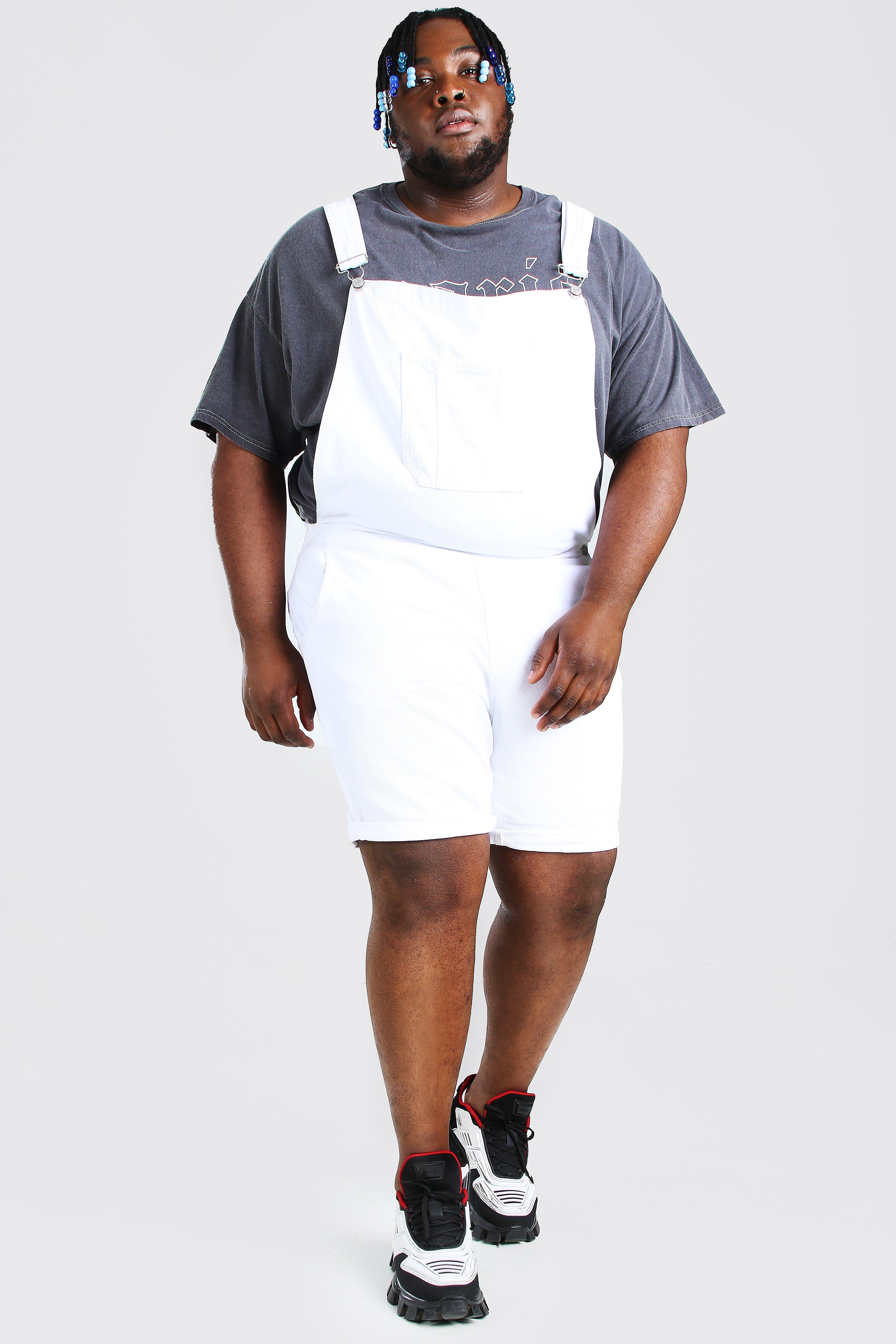 plus size white overall shorts