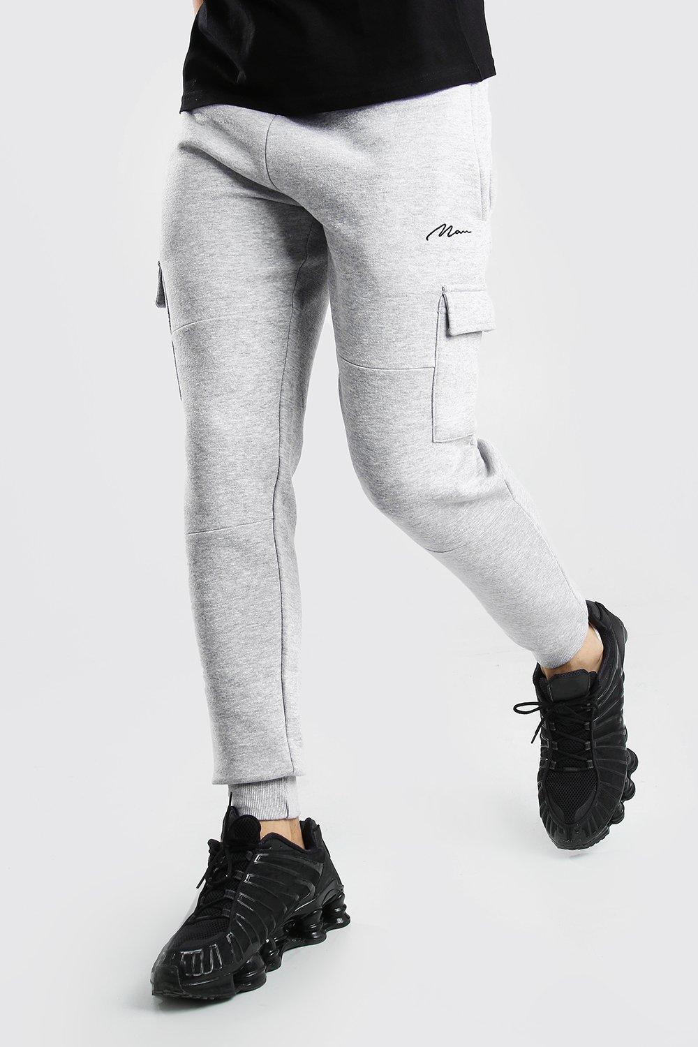 grey cargo joggers mens