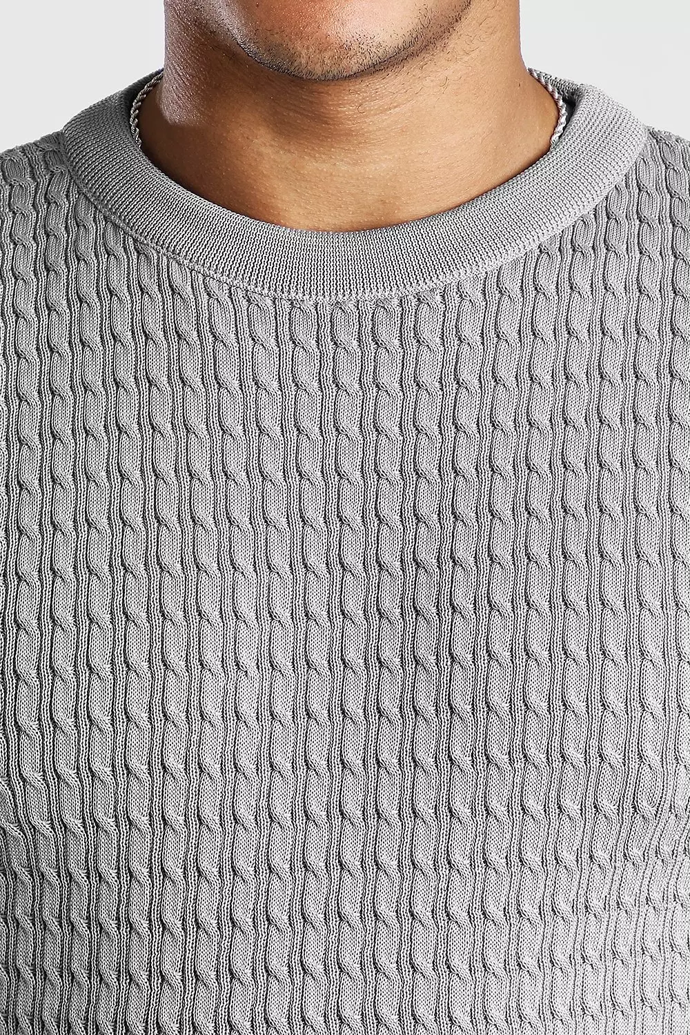 Long Sleeve Muscle Fit Cable Knit Smart Jumper alternative image