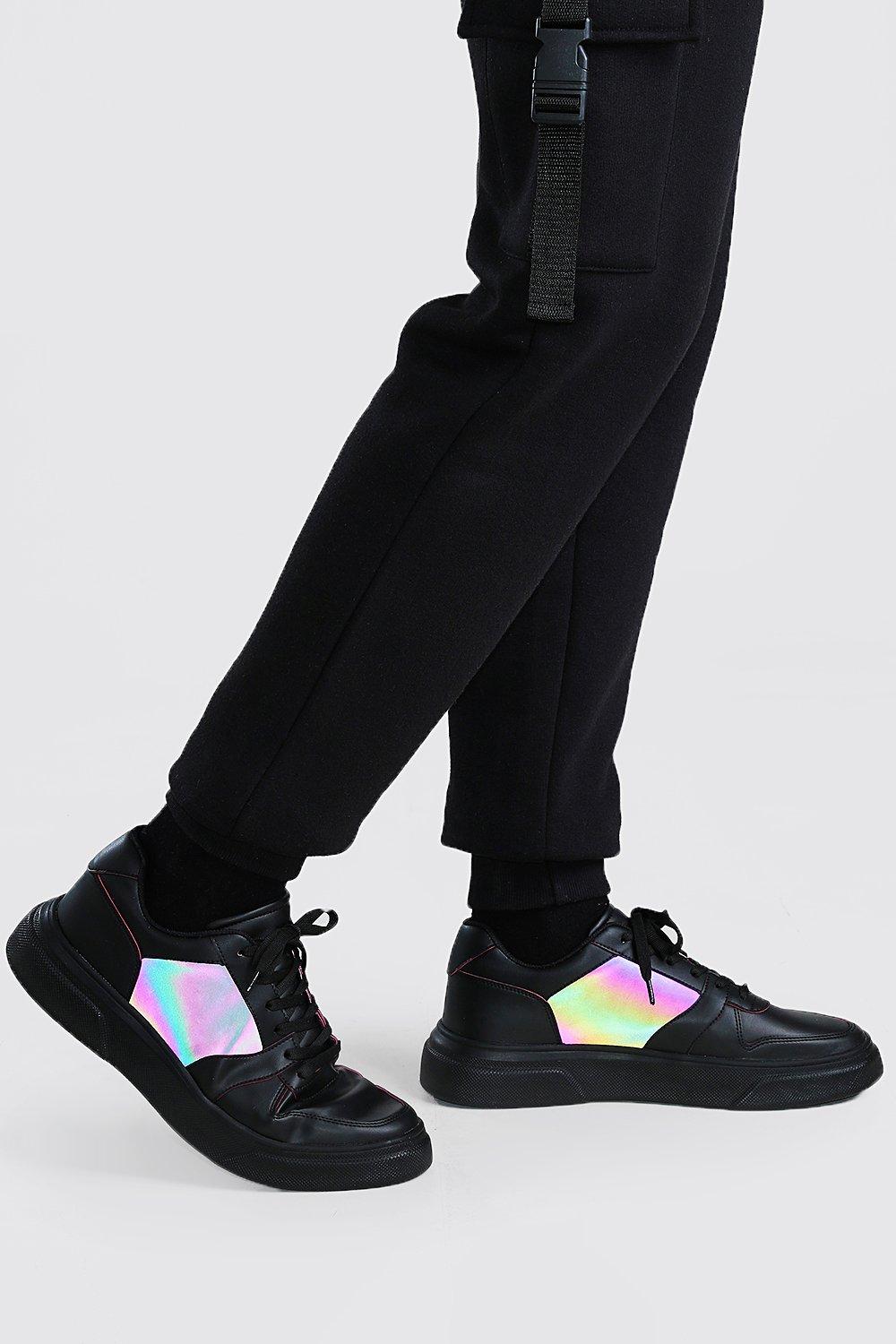 Reflective Panel Outsole Sneakers | boohooMAN USA