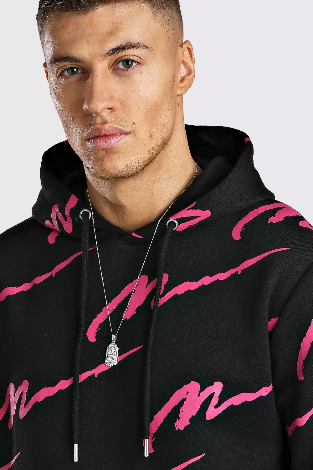 All over man printed hooded tracksuit red sale