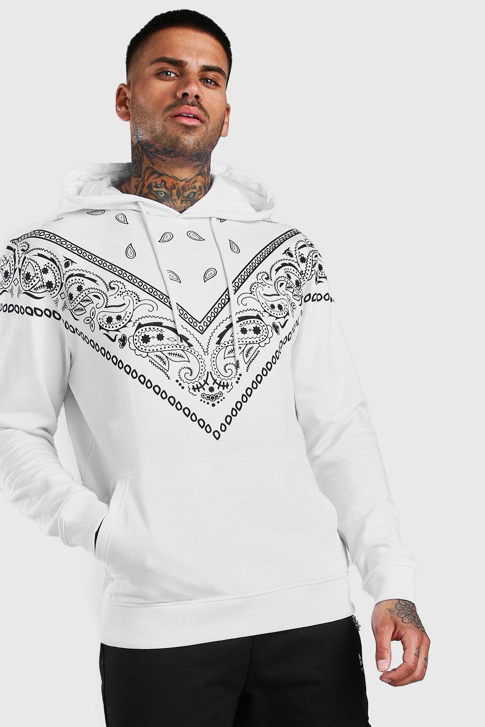 boohooman hoodie with man print in white