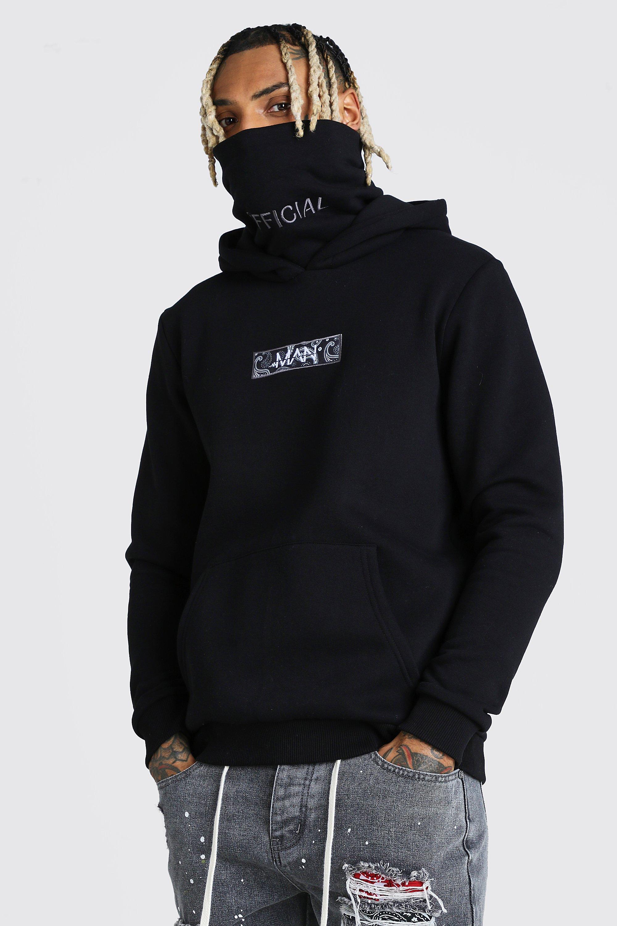 MAN Official Snood Hoodie With Bandana Box boohooMAN USA