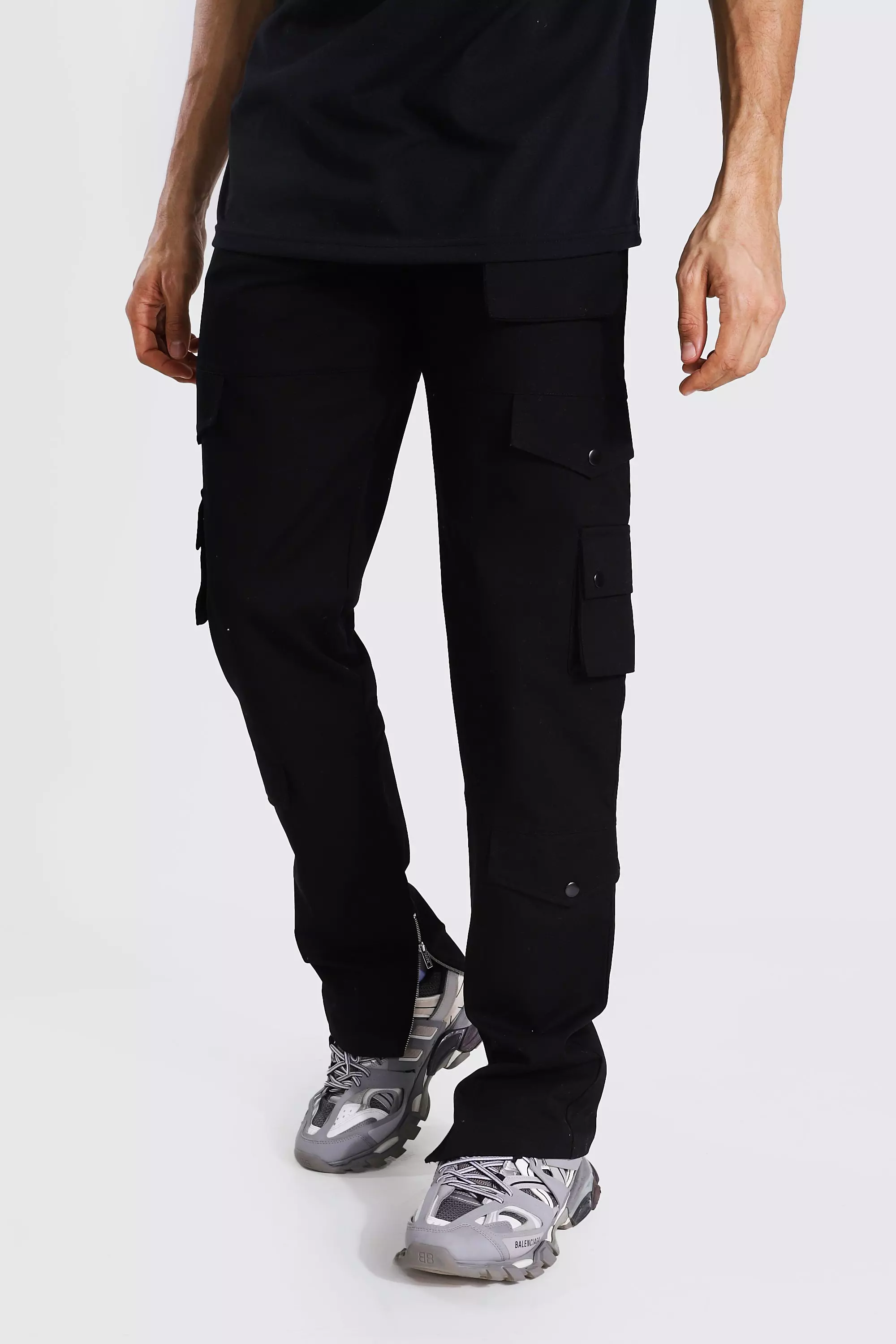 Black Tall Relaxed Fit Twill Cargo Trousers alternative image