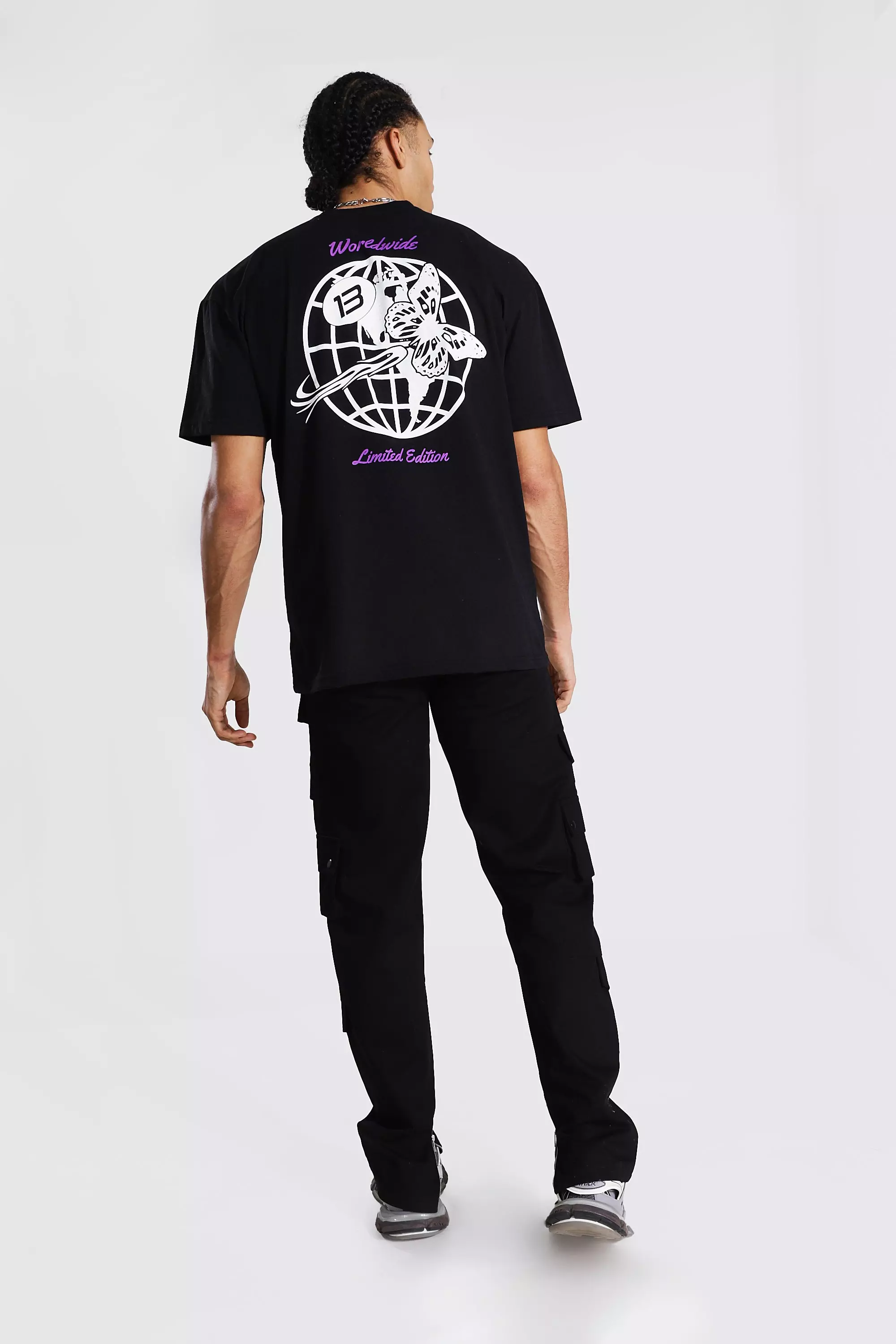 Black Tall Relaxed Fit Twill Cargo Trousers alternative image