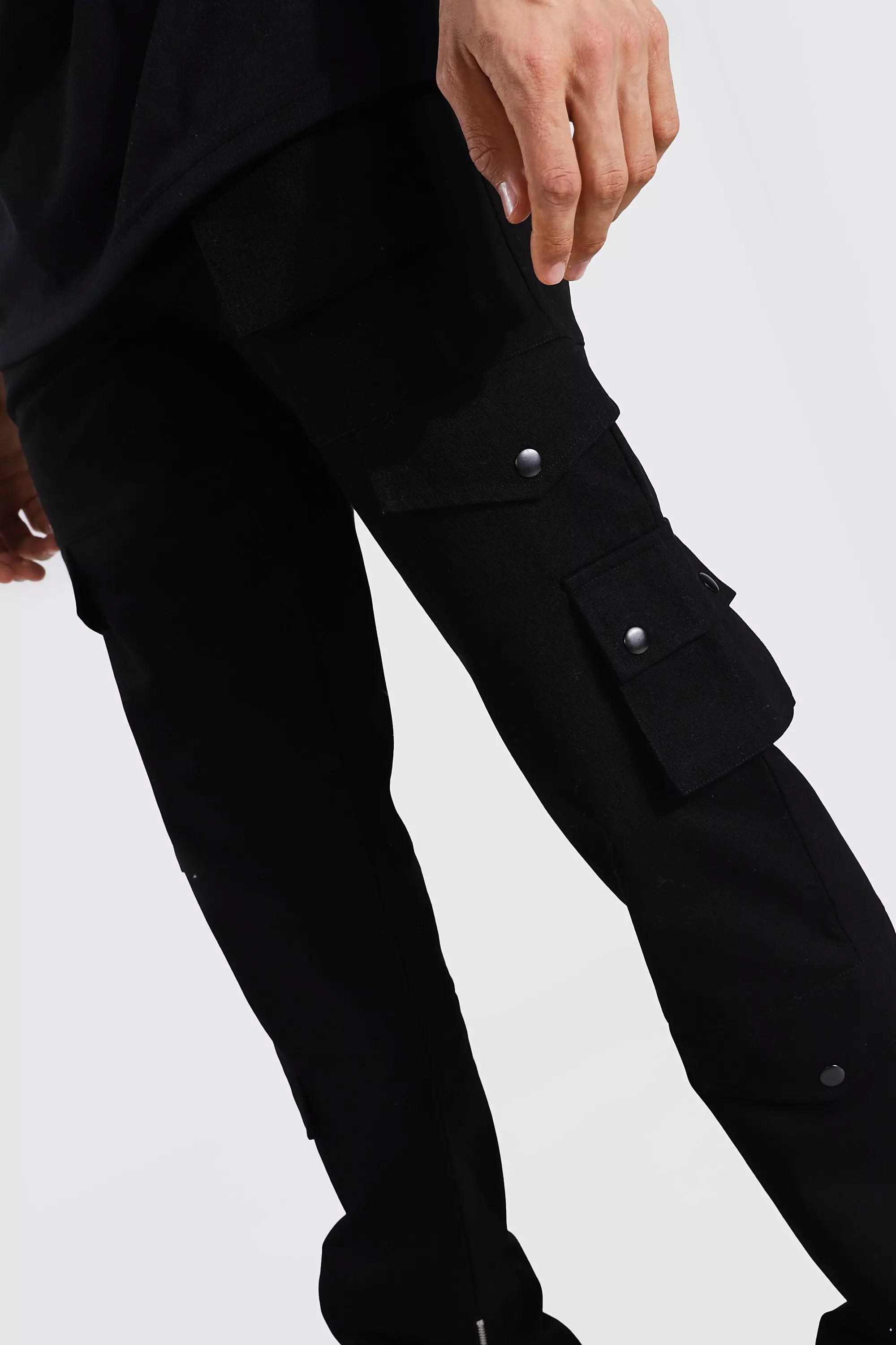 Black Tall Relaxed Fit Twill Cargo Trousers alternative image