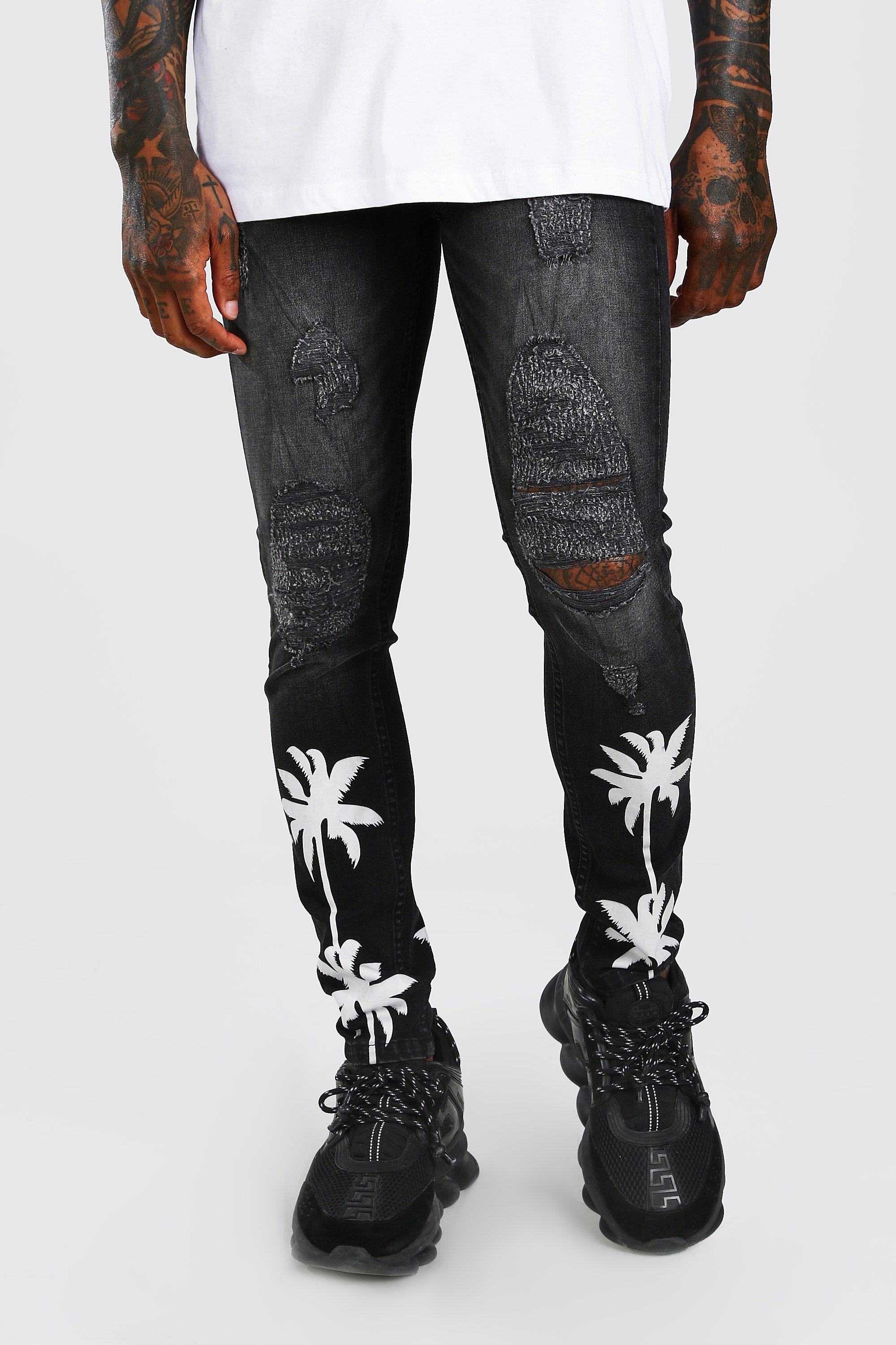 all over print jeans