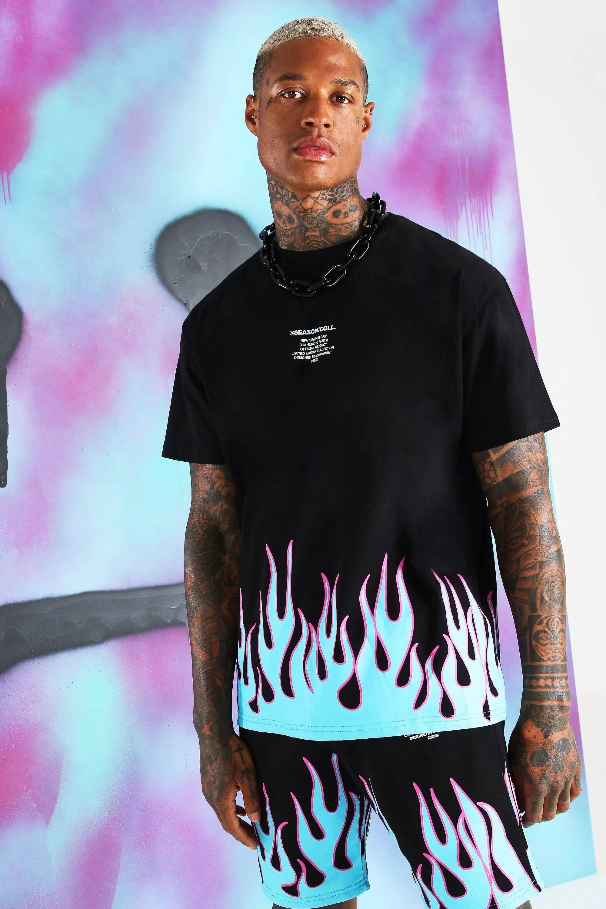 Quavo Loose Fit Skull And Flame T Shirt