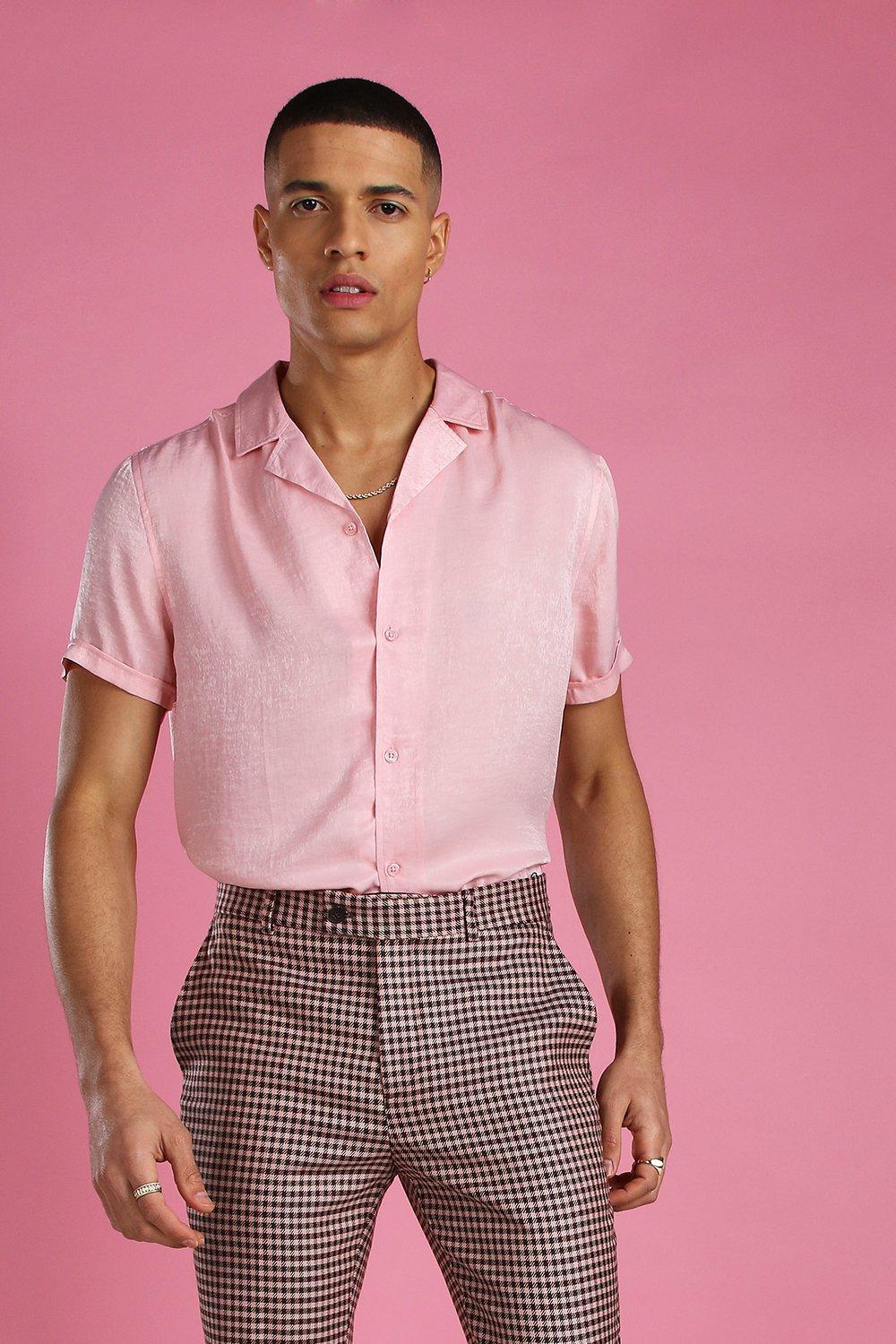 pink satin button up
