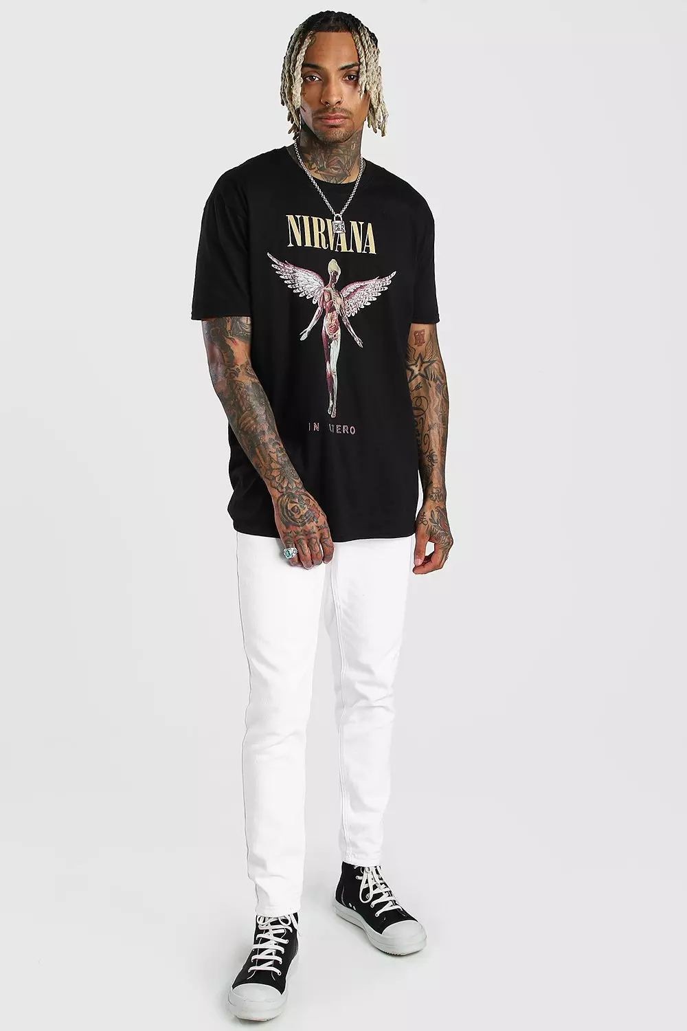 送料無料★boohoo/ニルヴァーナ ホワイト ライセンス Tシャツ NIRVANA ニルヴァーナ バンド ロック Tシャツ 白 : Tシャツ専門