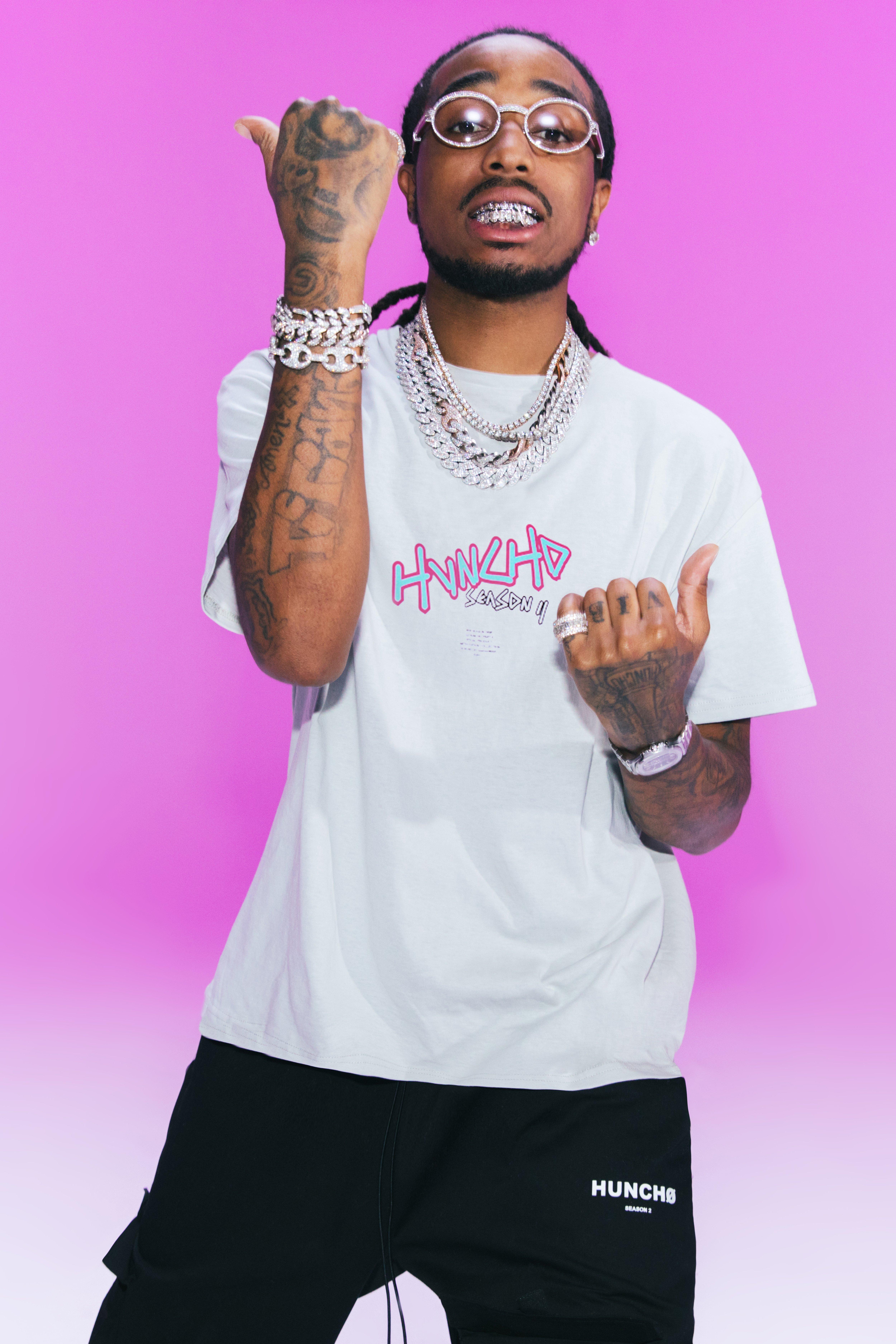 Quavo Loose Fit T Shirt With Huncho Print Boohooman Uk