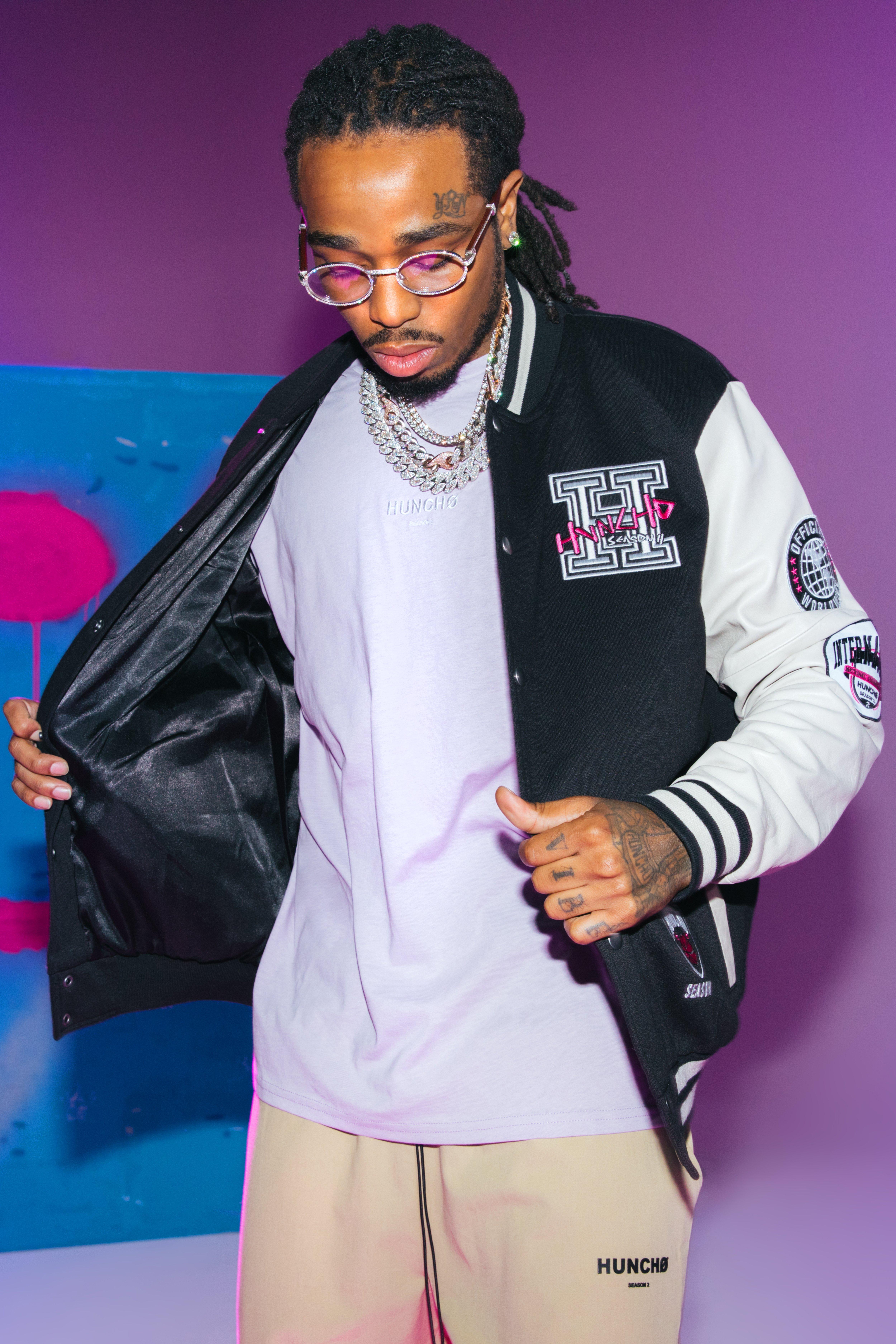 Quavo Varsity Jacket With Leather Sleeves