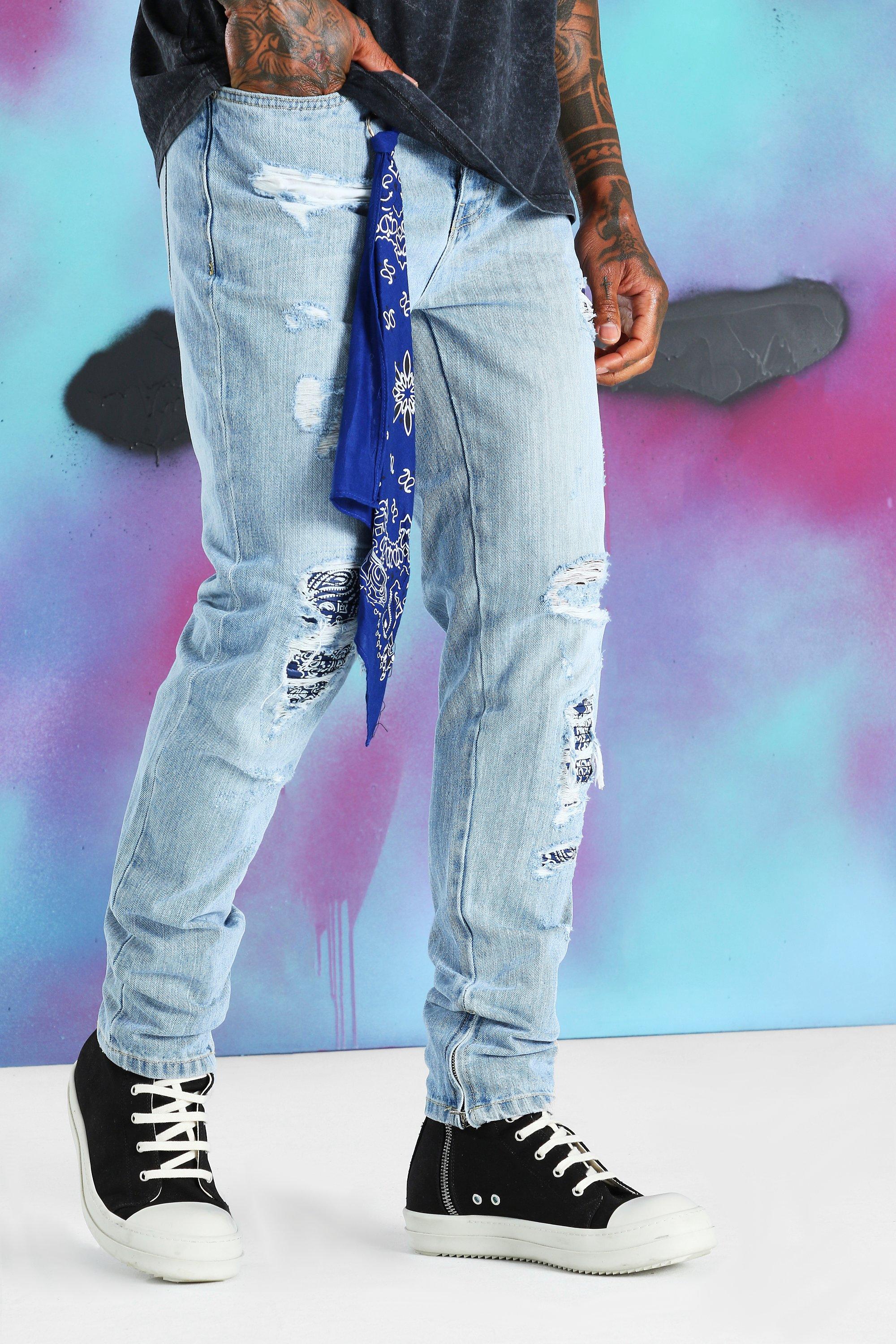 boohooman bandana jeans