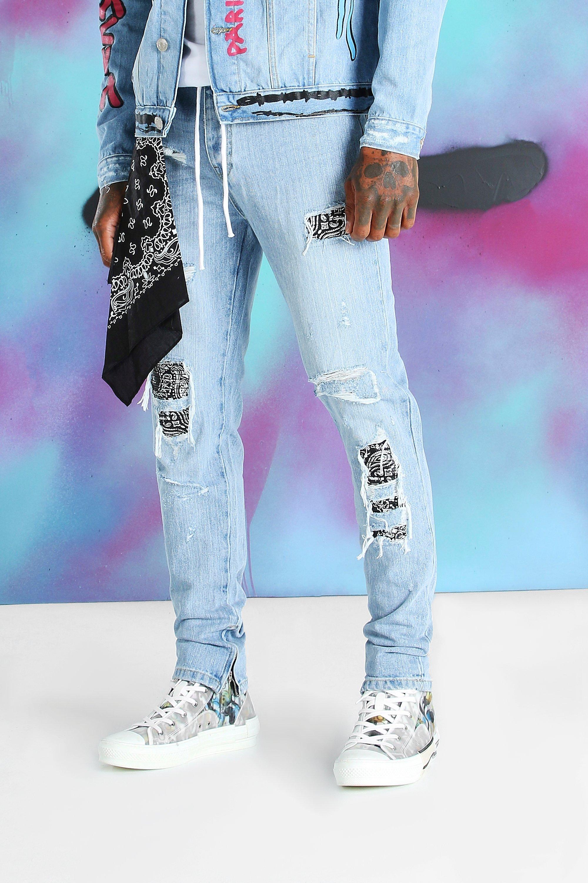 boohooman bandana jeans