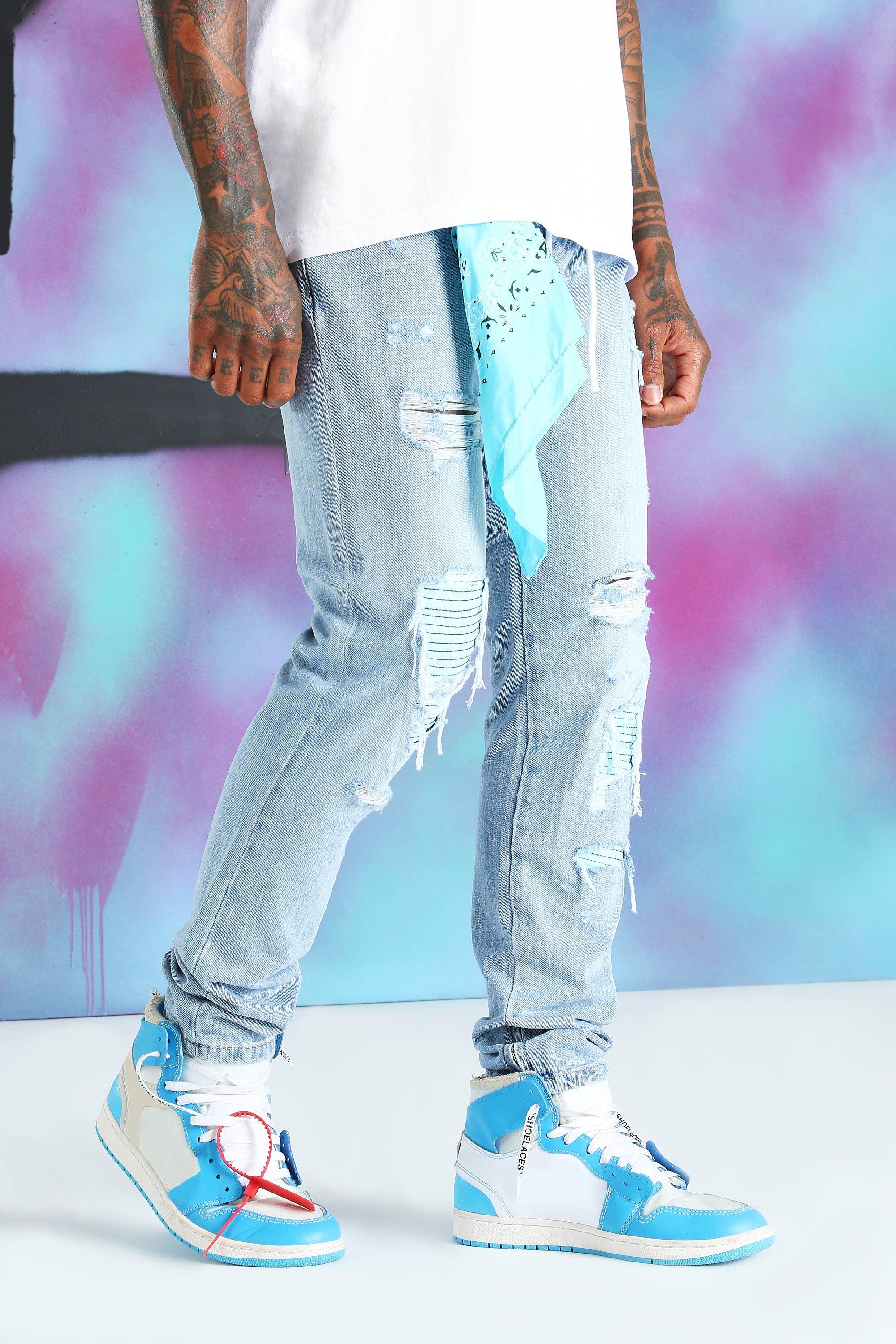 boohooman bandana jeans