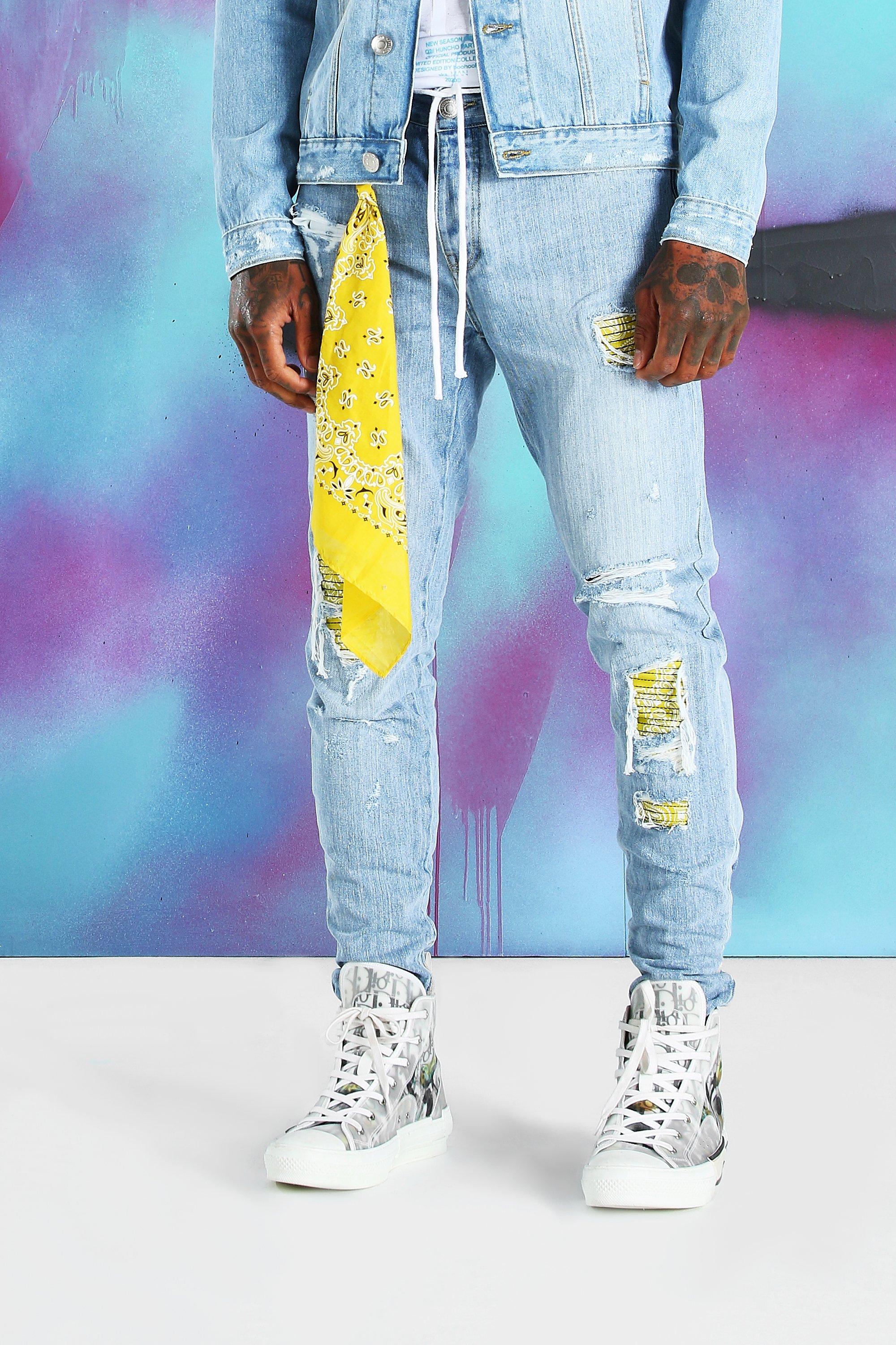 boohooman bandana jeans