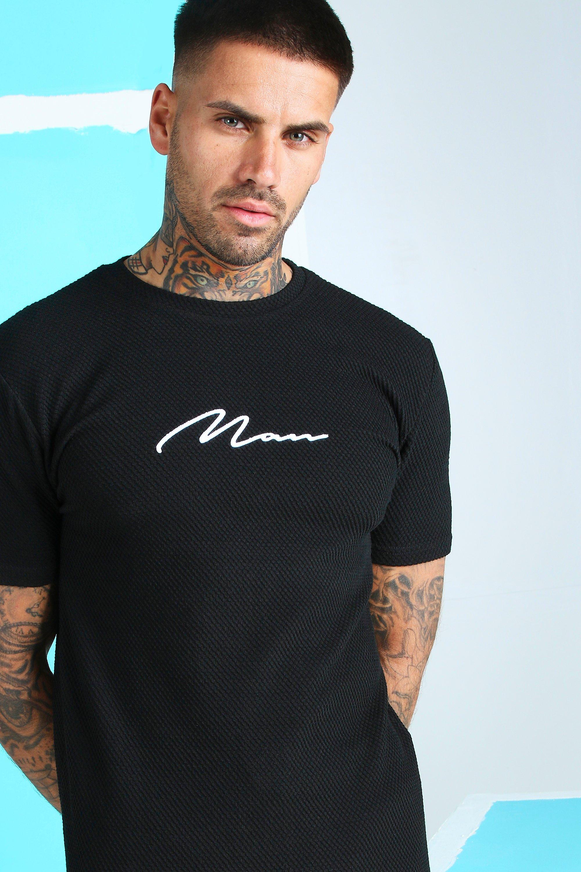 Muscle Fit MAN Signature Waffle T-Shirt | boohooMAN USA