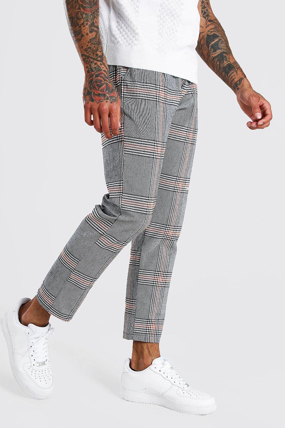 Skinny Fit Cropped Check Smart Pants 