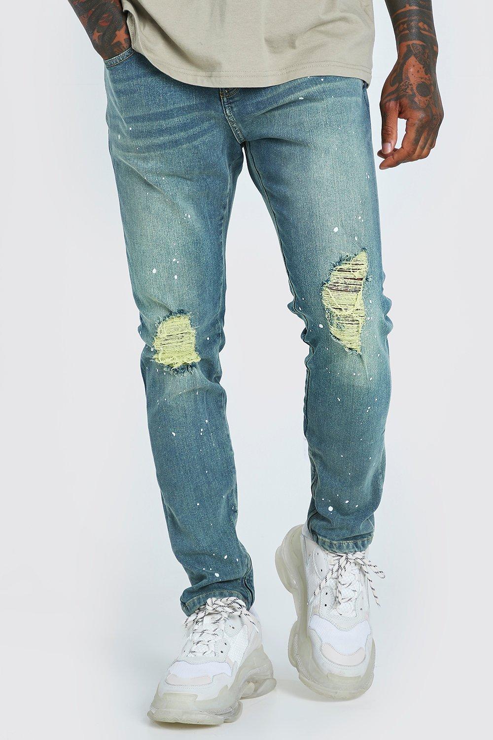 skinny ripped zipper jeans