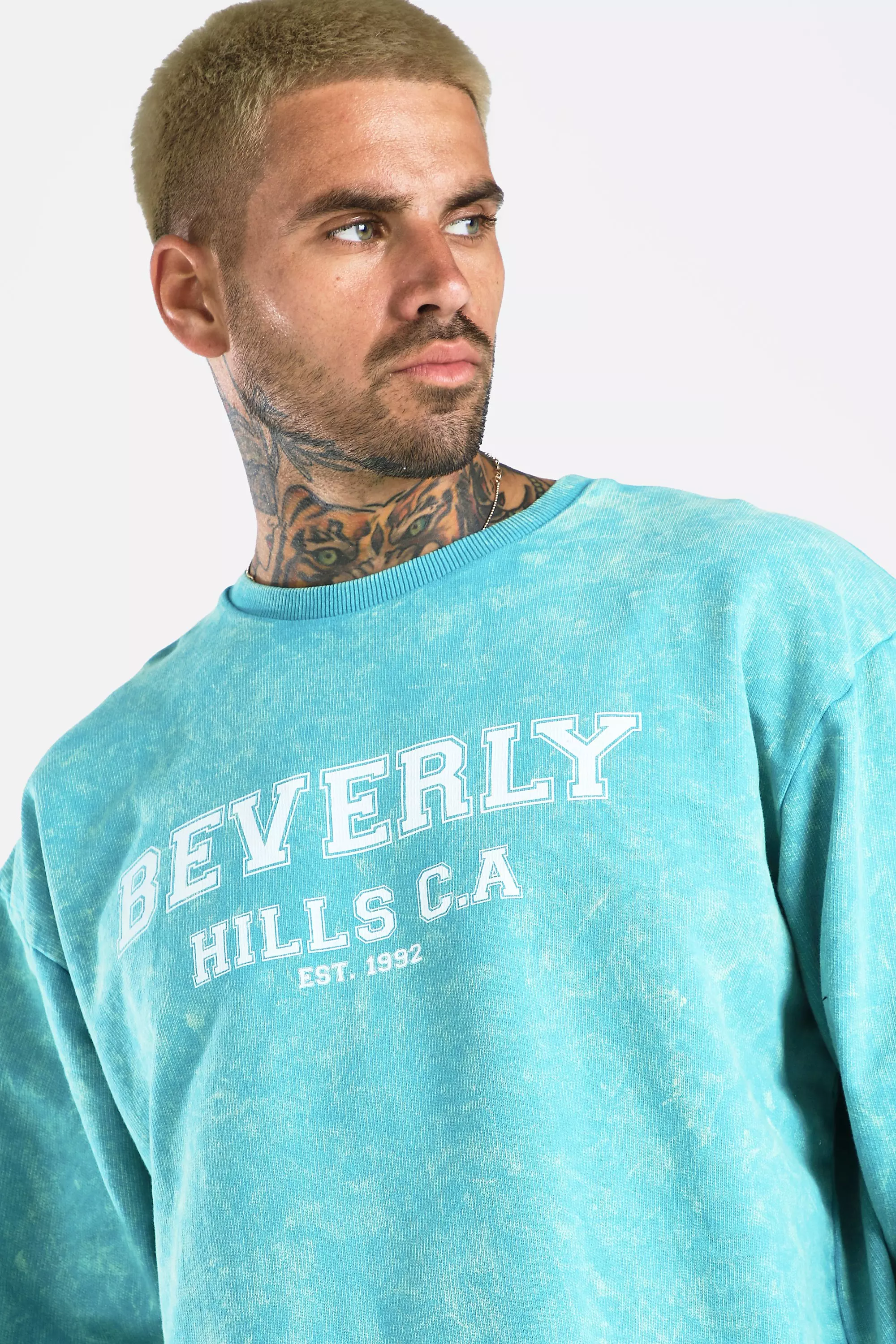 Felpa Oversize Beverly Hills In Lavaggio Acido immagine alternativa