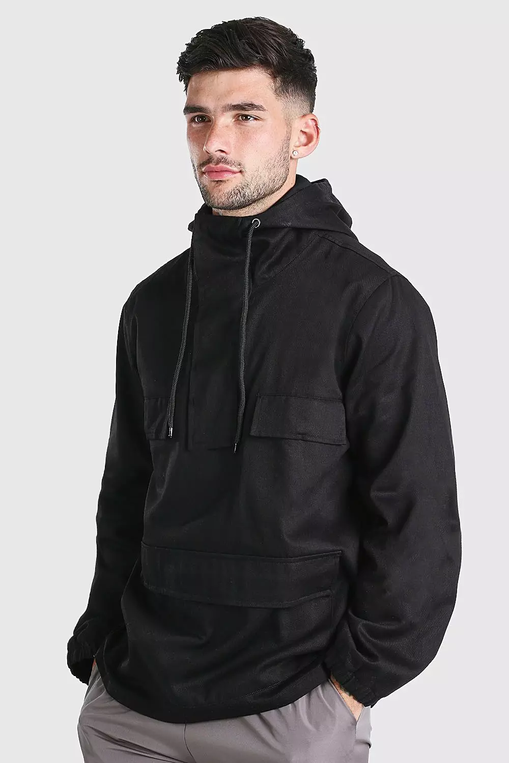 Twill Overhead Front Pocket Jacket boohooMAN USA