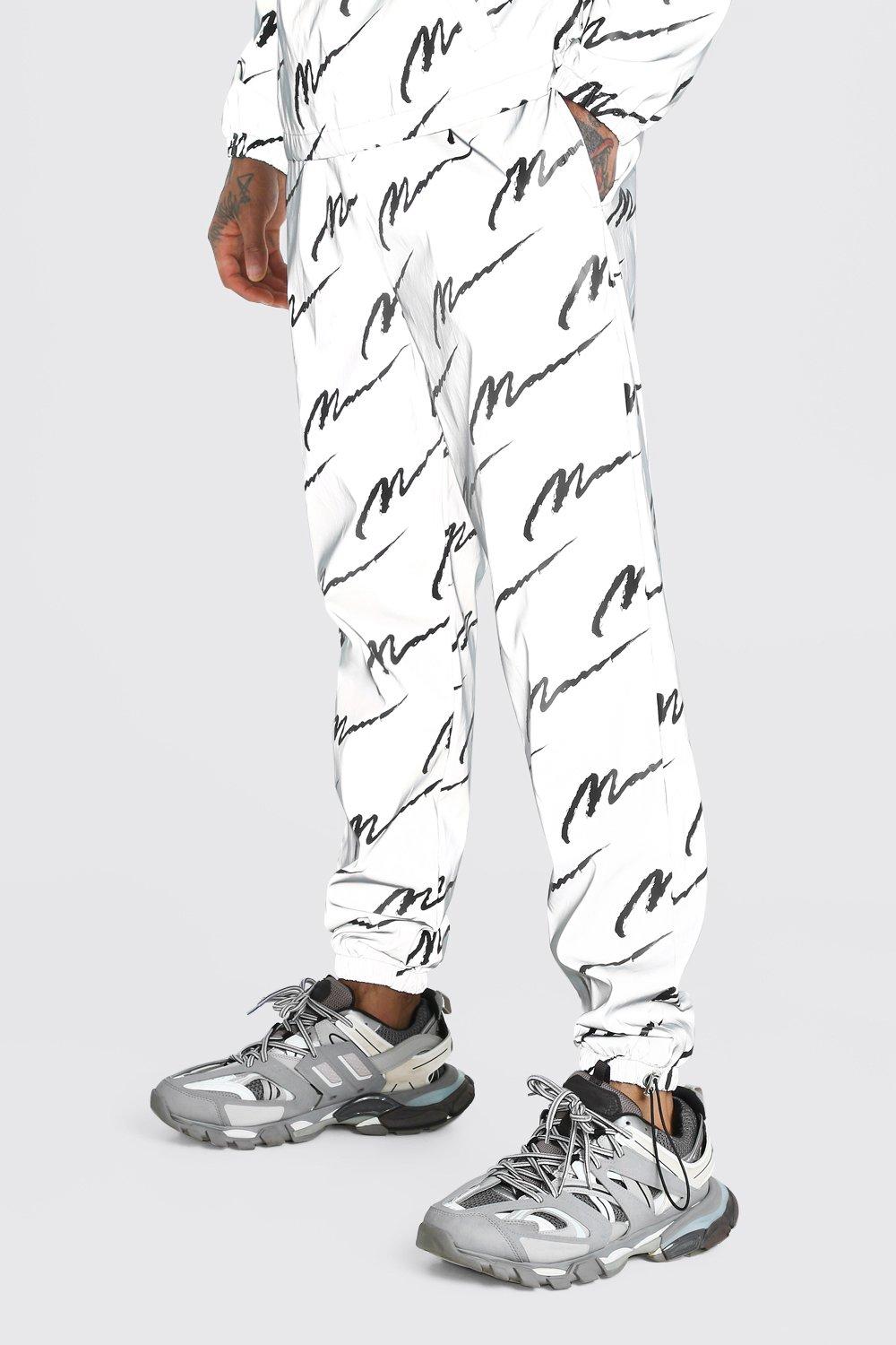 boohooman reflective joggers