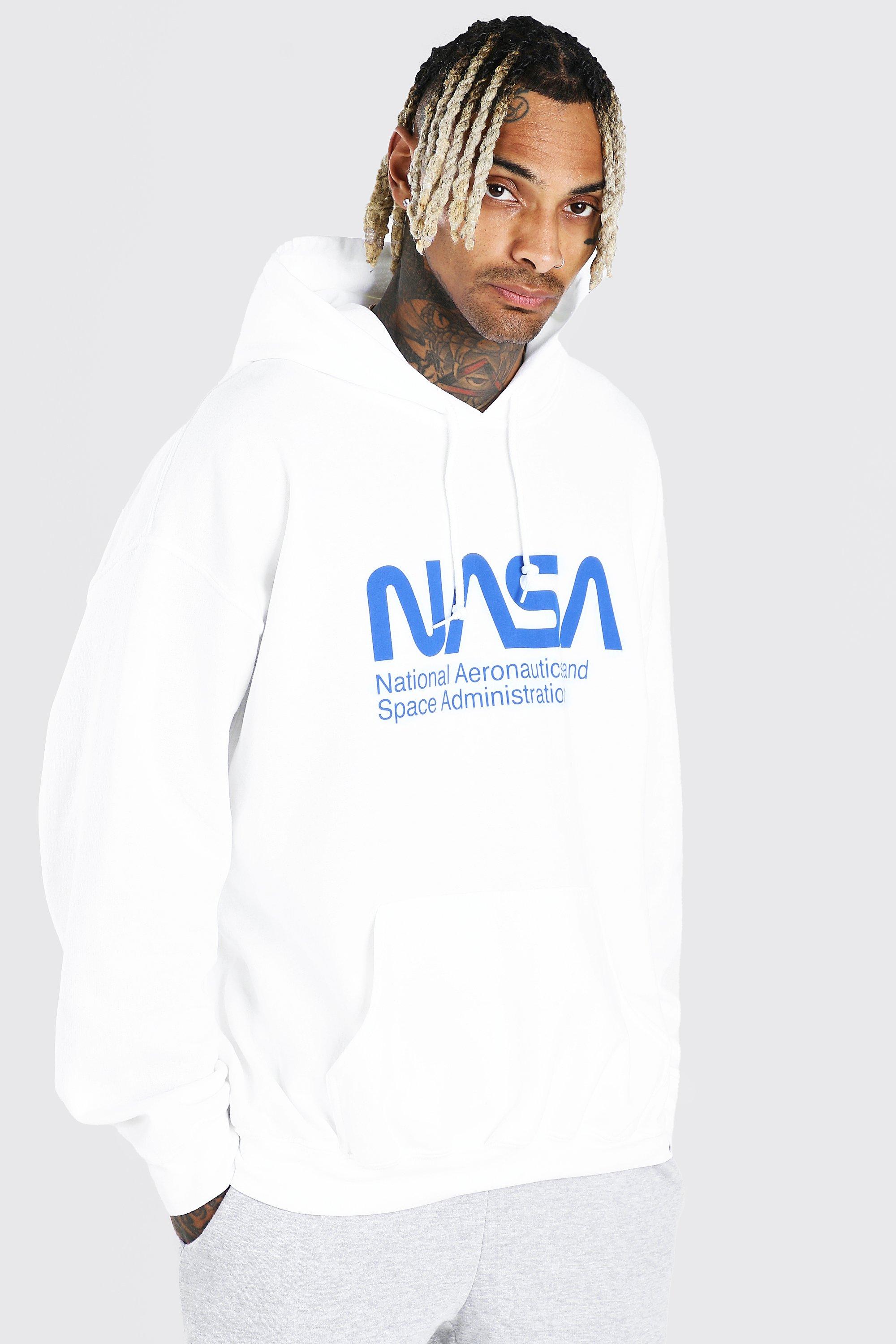 boohooman hoodie with man print in white