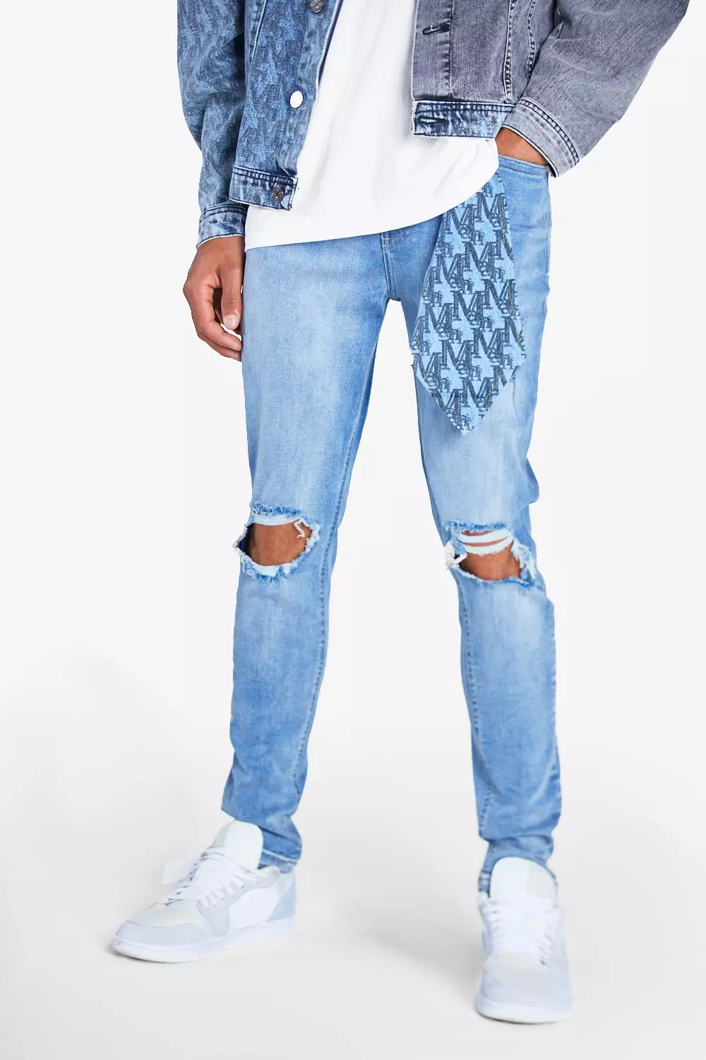 Jeans Man Stretch Skinny Fit Con Strappi & Rattoppi immagine alternativa
