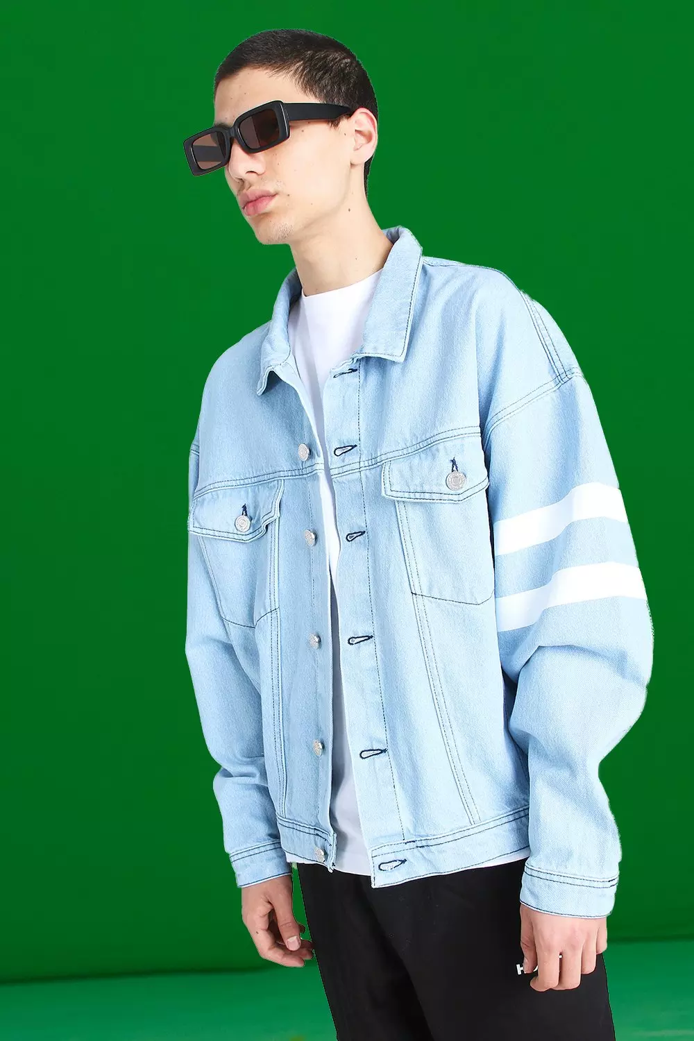 Disney Loose Fit Denim Jacket With Mickey Back Print boohooMAN UK