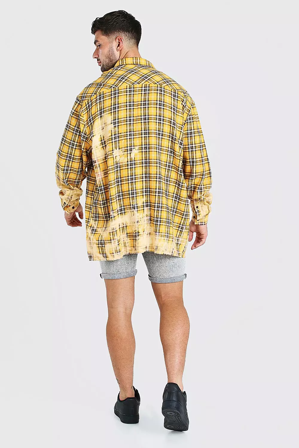 Extreme Oversized Bleached Flannel Shirt | boohooMAN USA