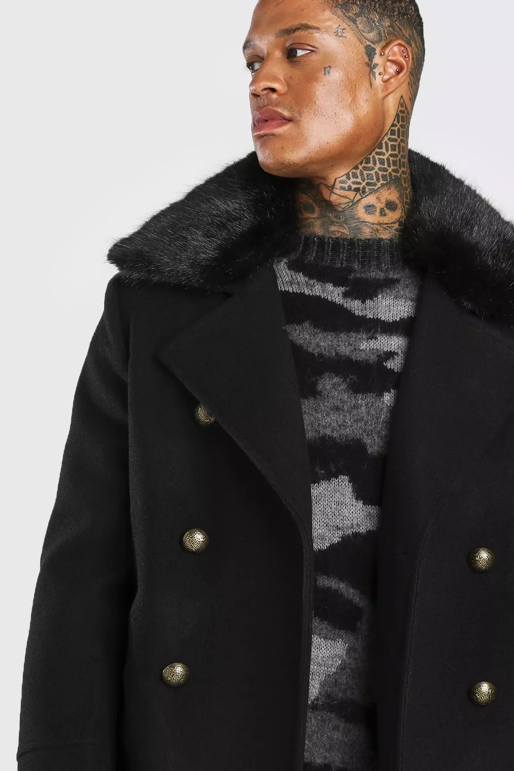 Fur collar military coat hot sale