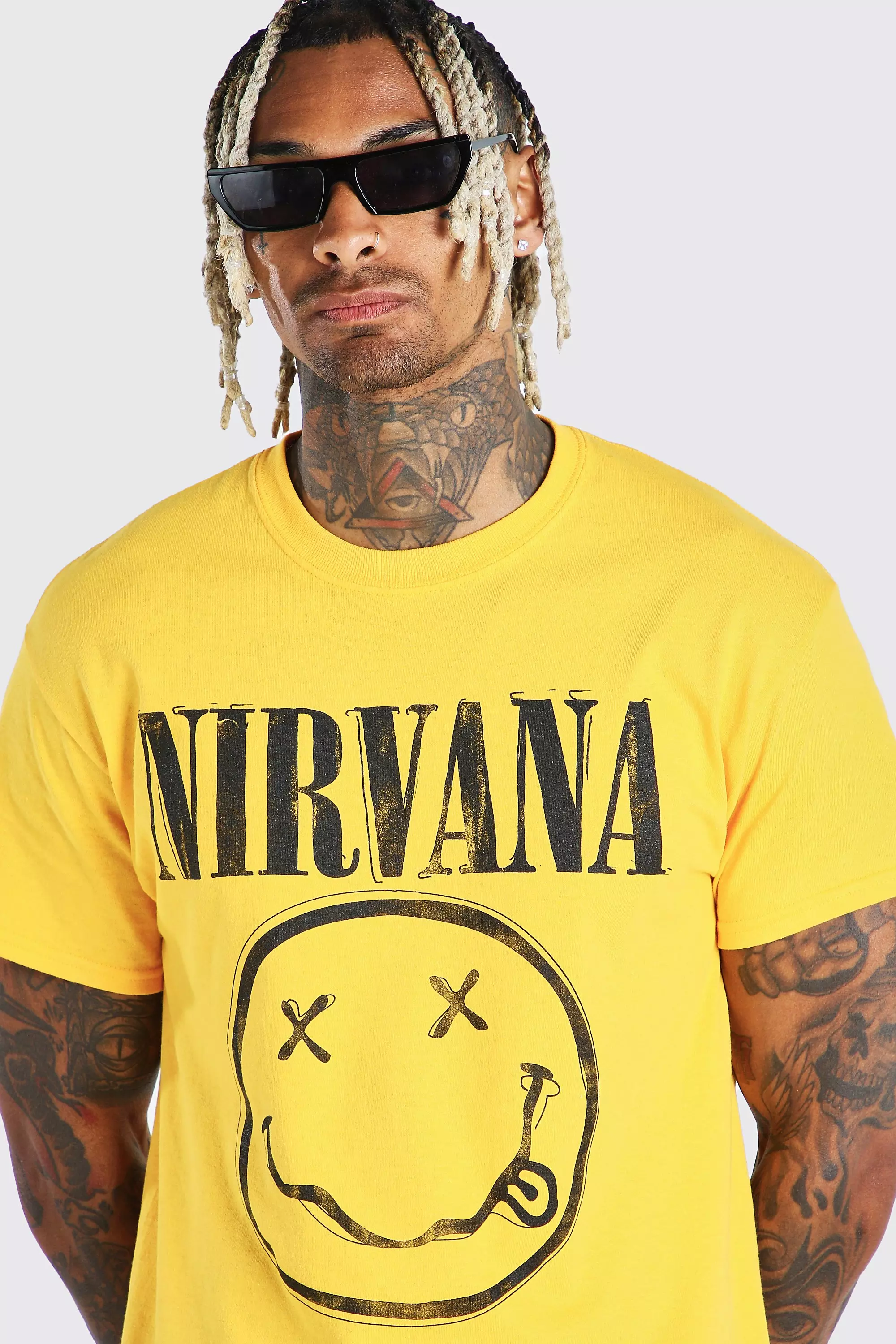 【boohoo】ニルヴァーナ ライセンスプリント Tシャツ boohoo NIRVANA ニルヴァーナ ライセンス Tシャツ BLACK (boohoo