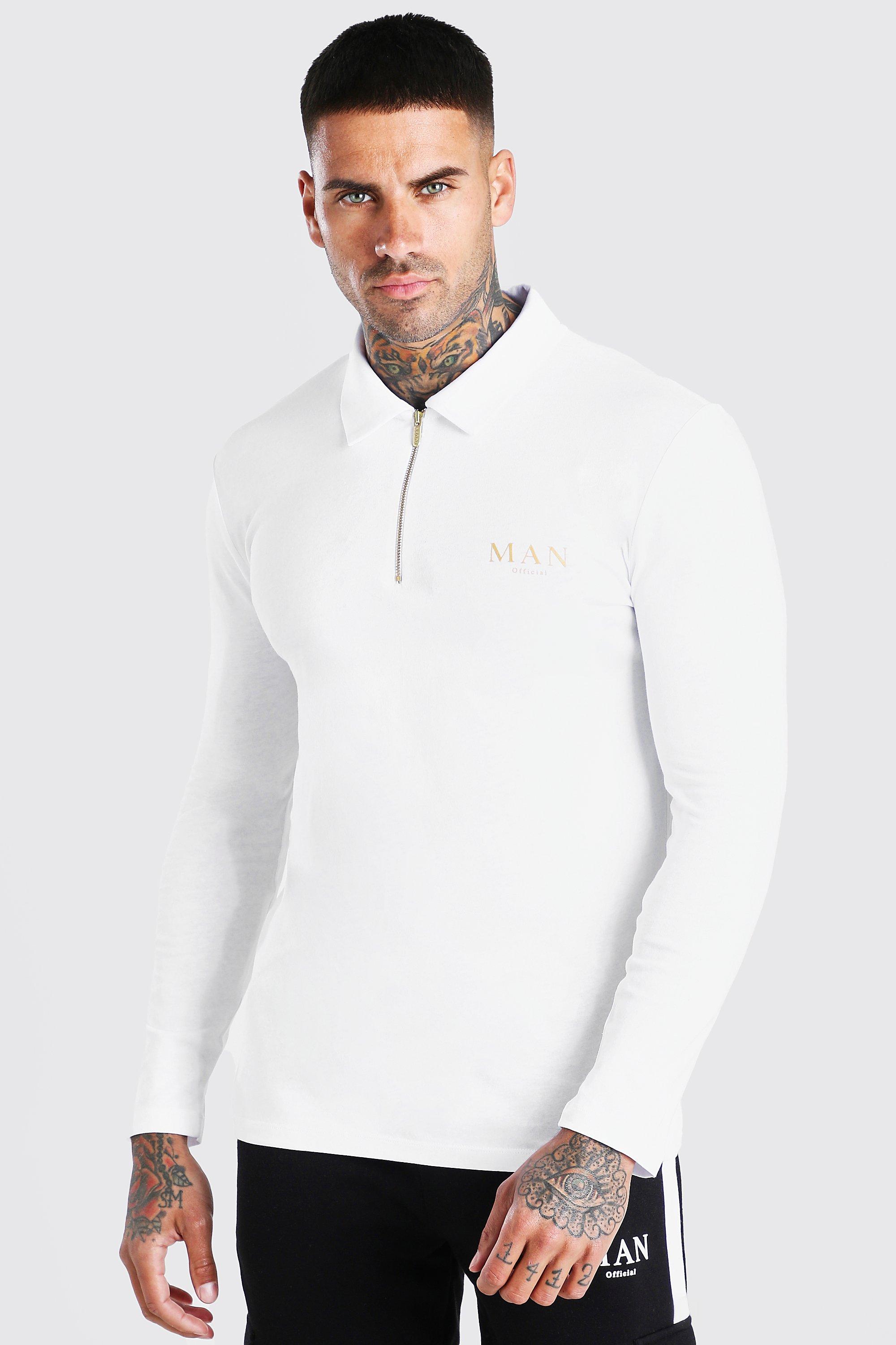 muscle fit long sleeve polo