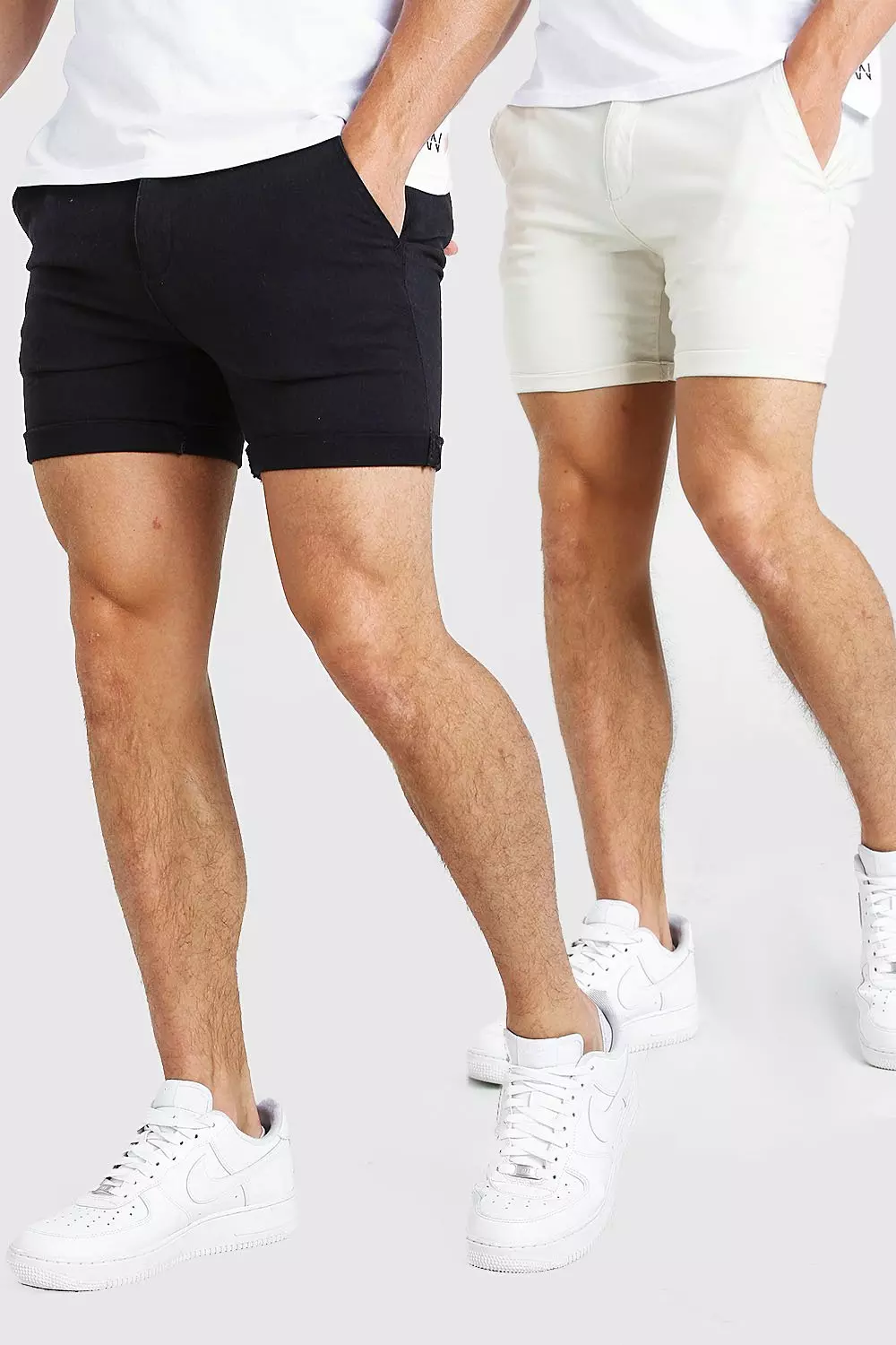 2 Pack Skinny Fit Chino Short boohooMAN UK