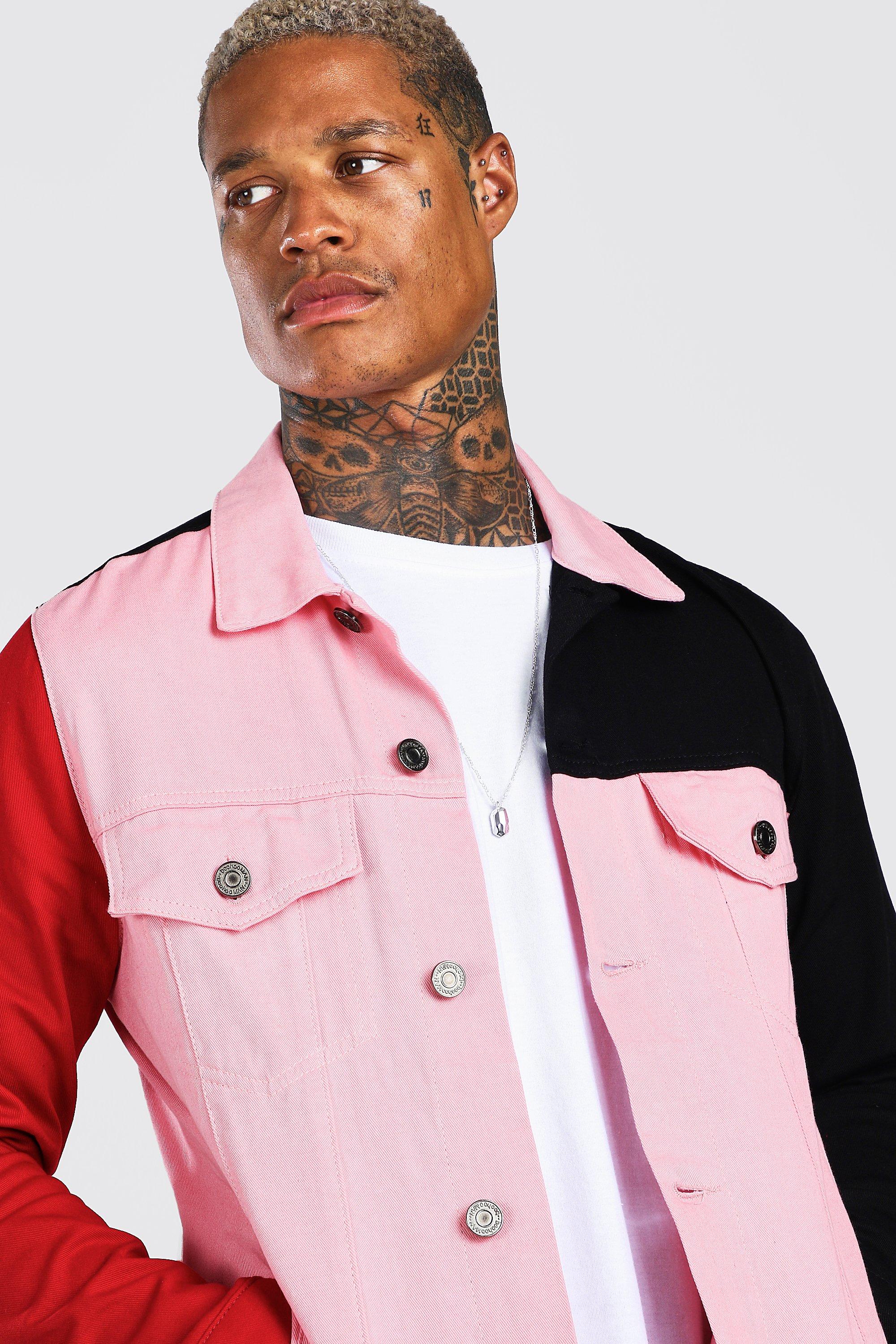 colour block denim jacket
