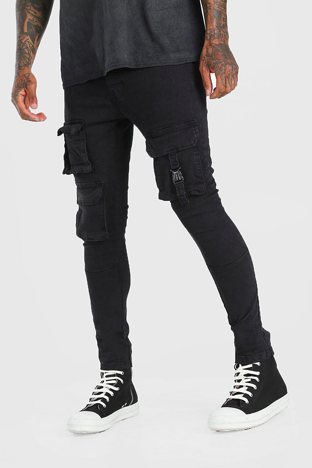 Binnenshuis activering Oven Skinny Multi Pocket Cargo Jeans | boohooMAN USA